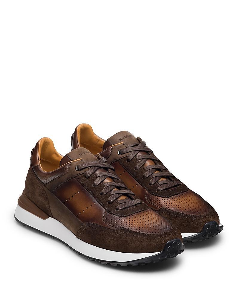 Magnanni Mens Bravo Leather and Suede Lace Up Sneakers Product Image