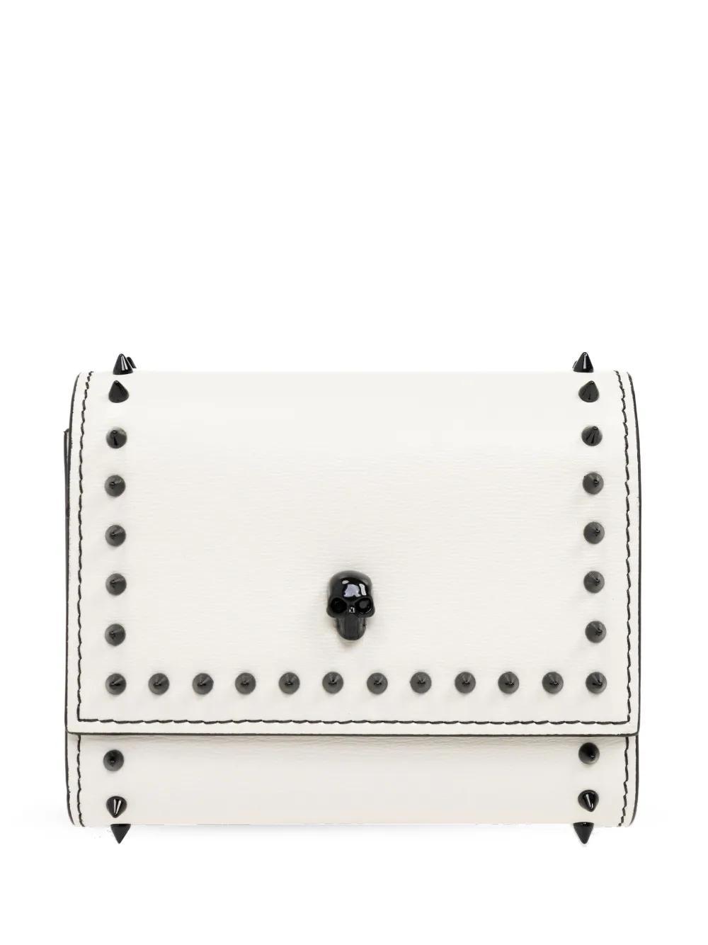 ALEXANDER MCQUEEN Stud-embellished Skull-charm Wallet In White Product Image