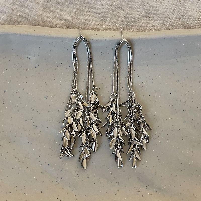 925 Sterling Silver Leaf Dangle Earring Product Image