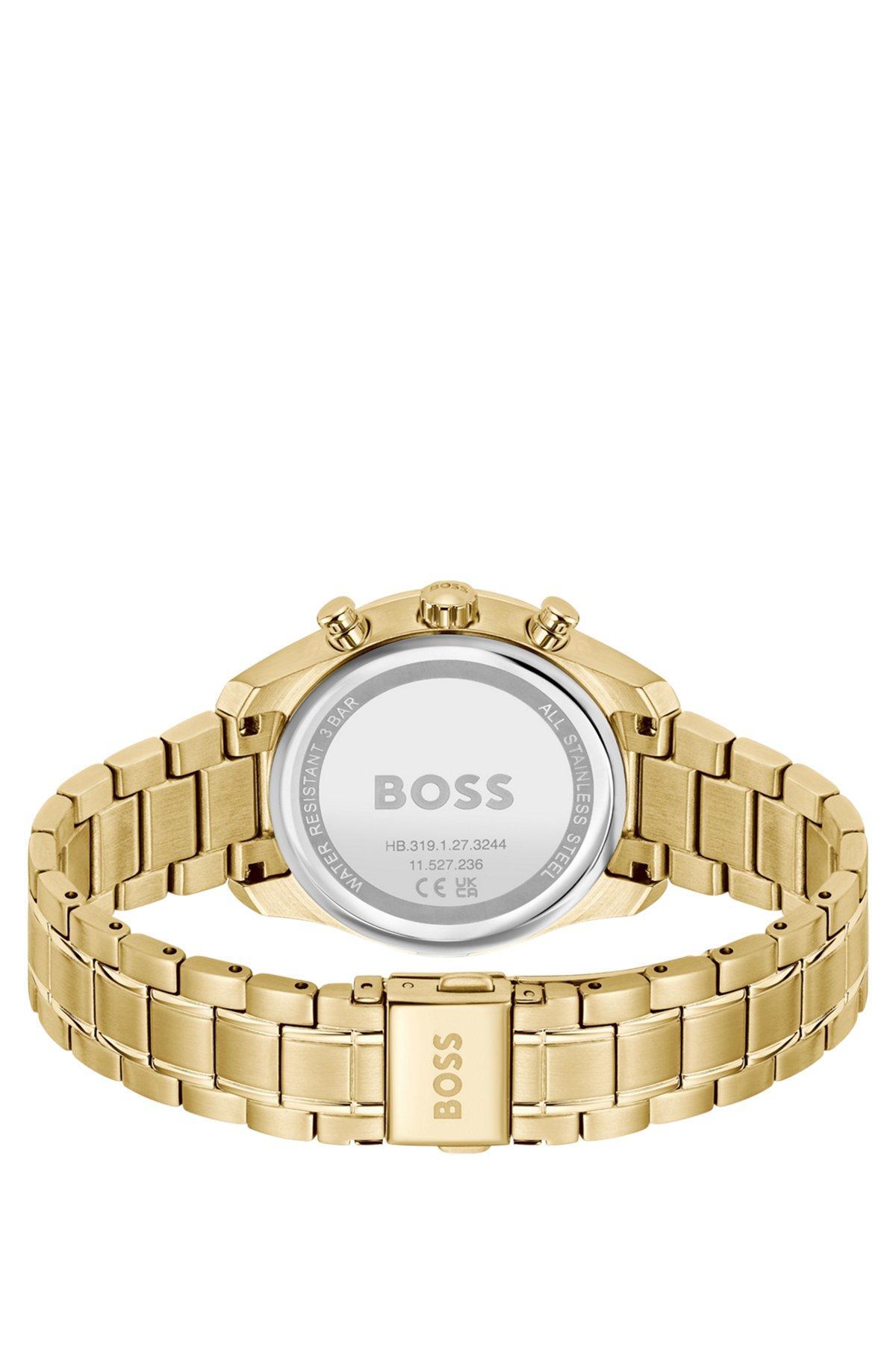 Gold-tone multifunction watch with curved case Product Image