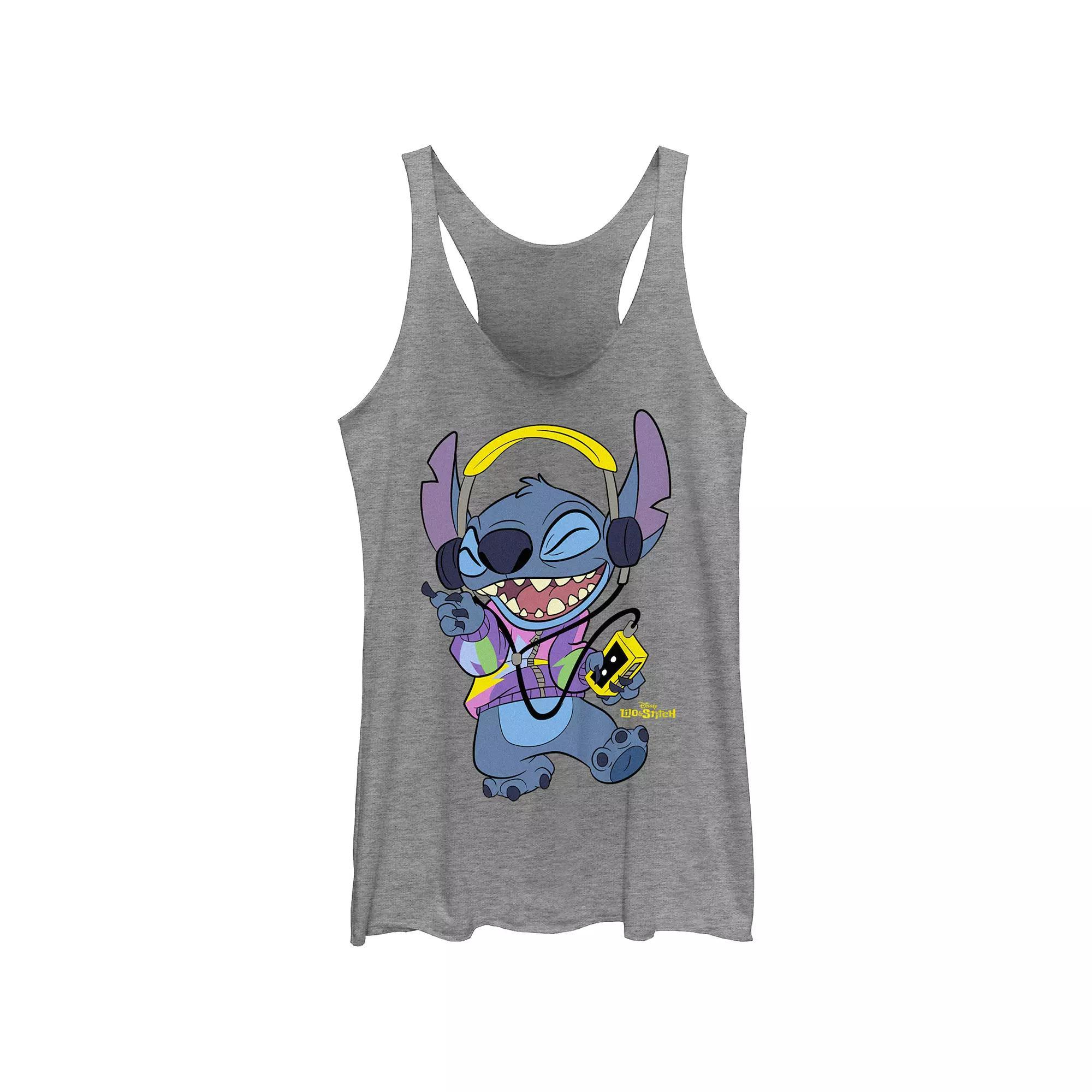 Disney's Lilo & Stitch Women's Cool Rockin' Stitch Tri-Blend Racerback Tank Top, Girl's,  Product Image