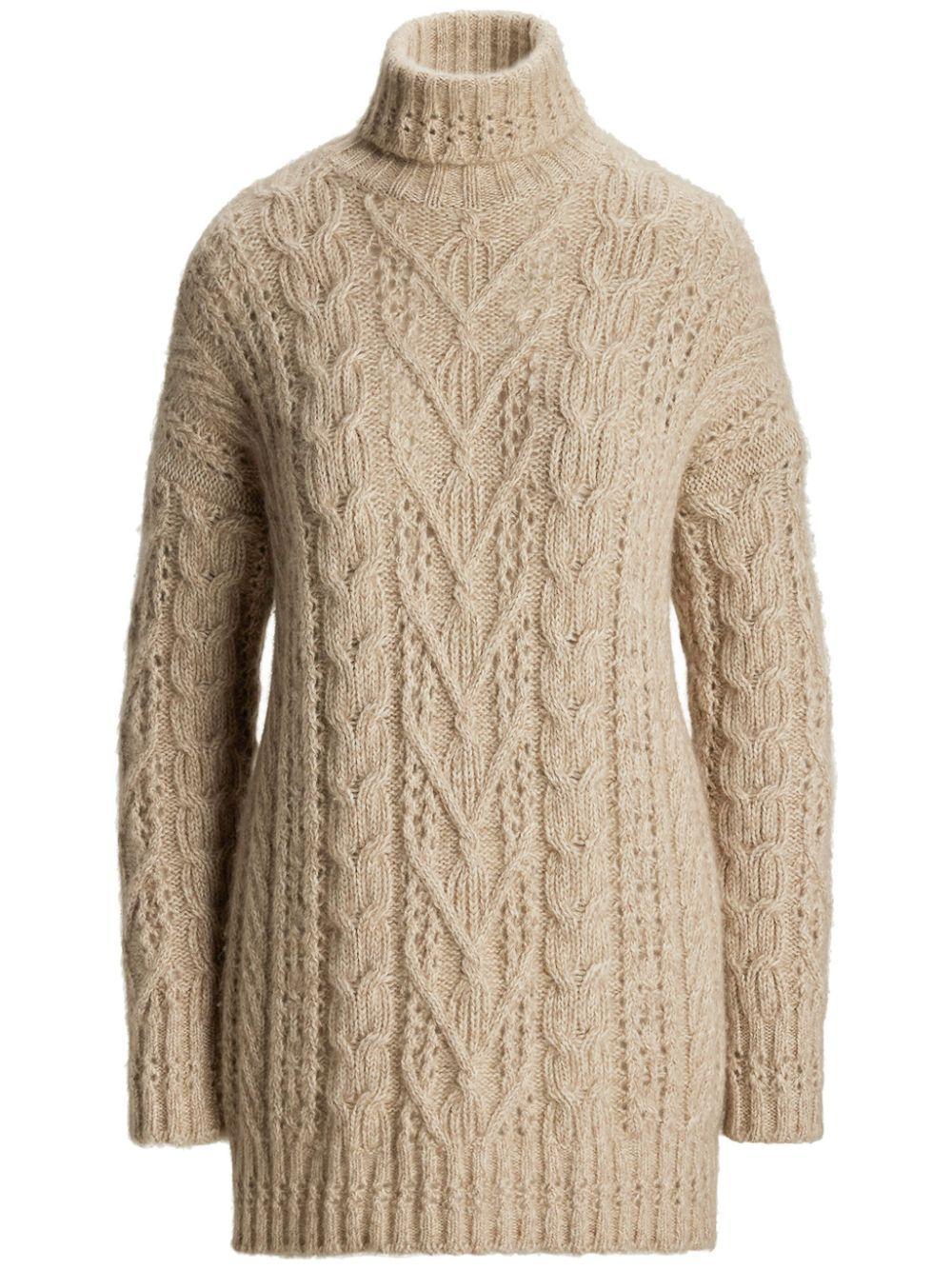 POLO RALPH LAUREN Cable-knit Cashmere Turtleneck Sweater In Neutrals Product Image