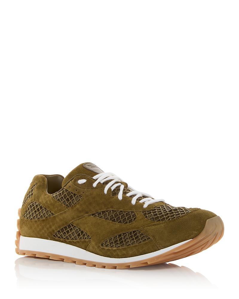 Mens Orbit Aged Leather and Fishnet Runner Sneakers Product Image