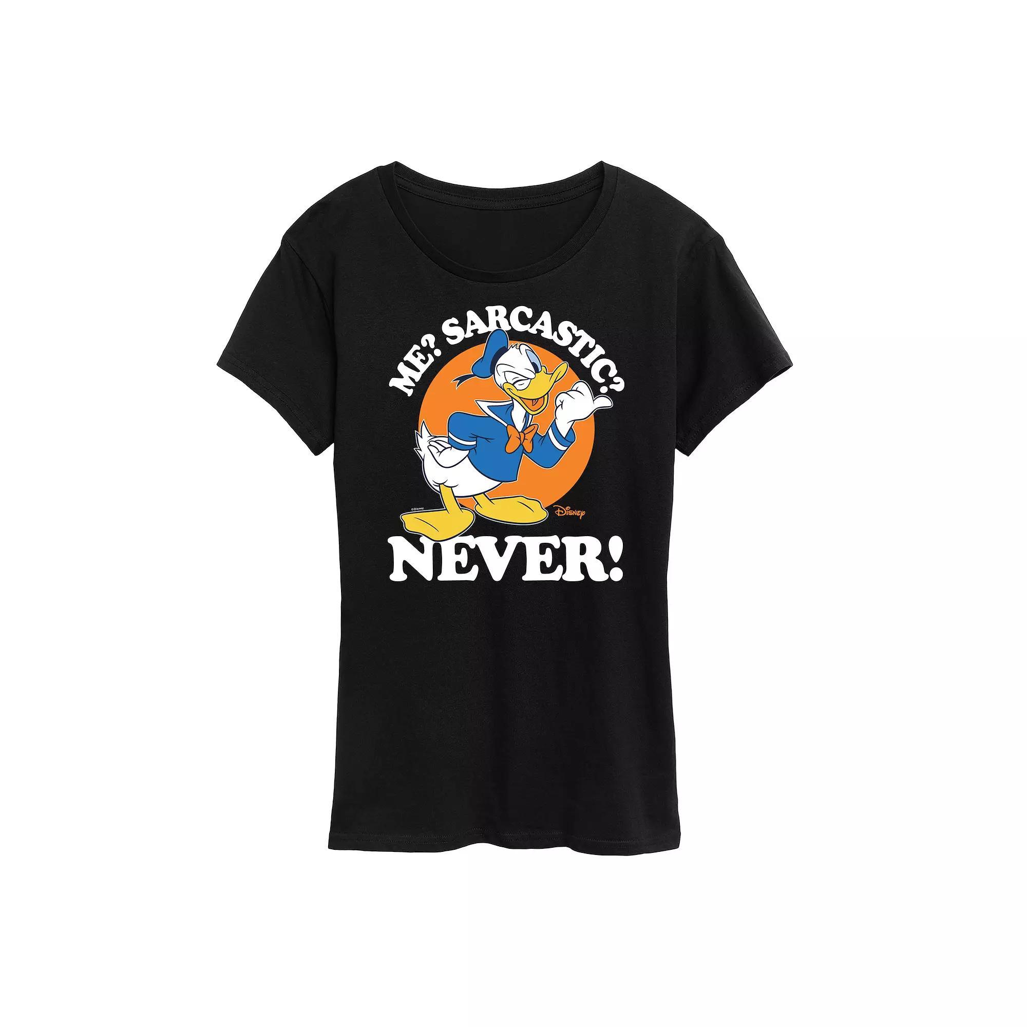 Disney's Donald Duck Women's Me Sarcastic Never Graphic Tee,  Product Image