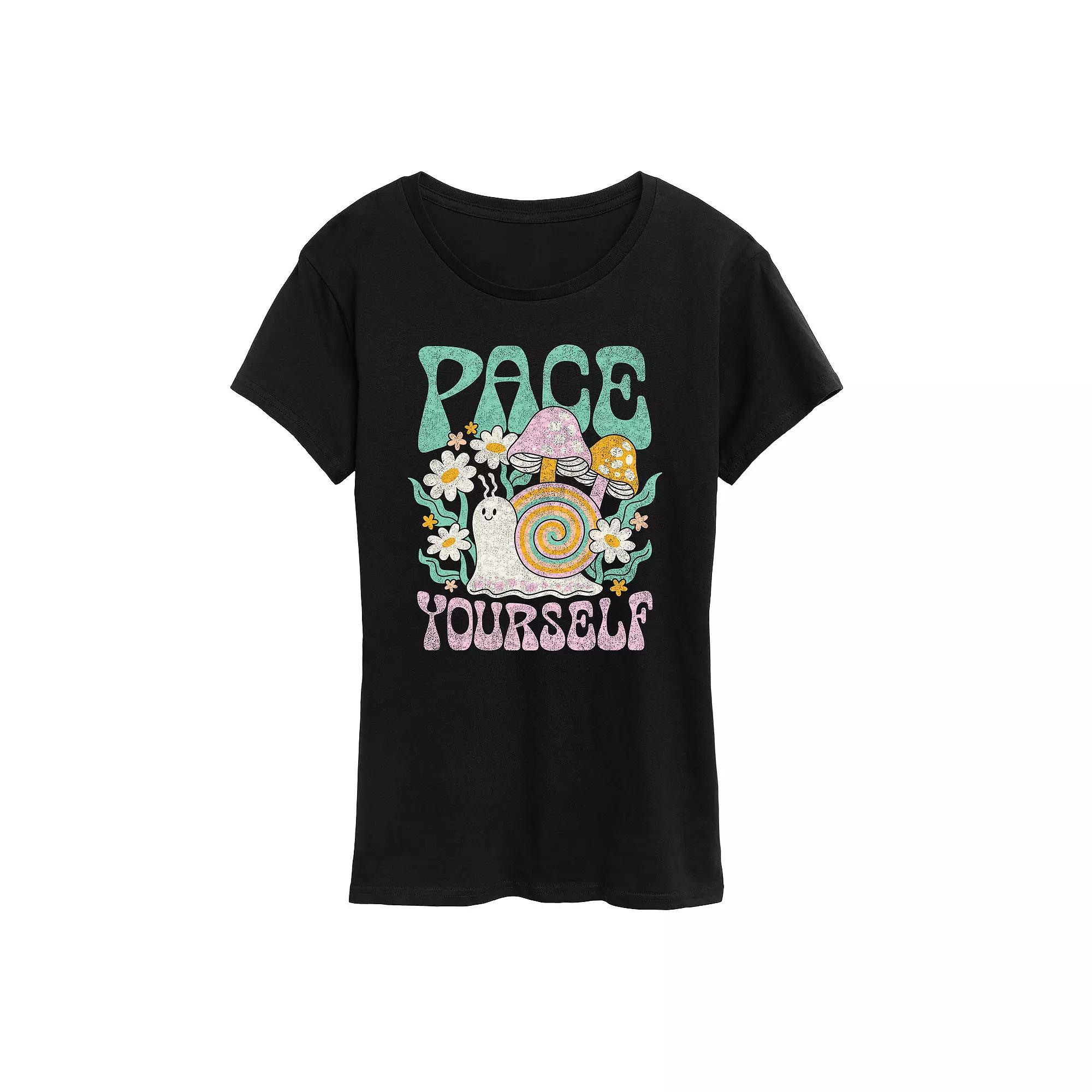 Women's Pace Yourself Snail Graphic Tee, Size: Large, Black Product Image