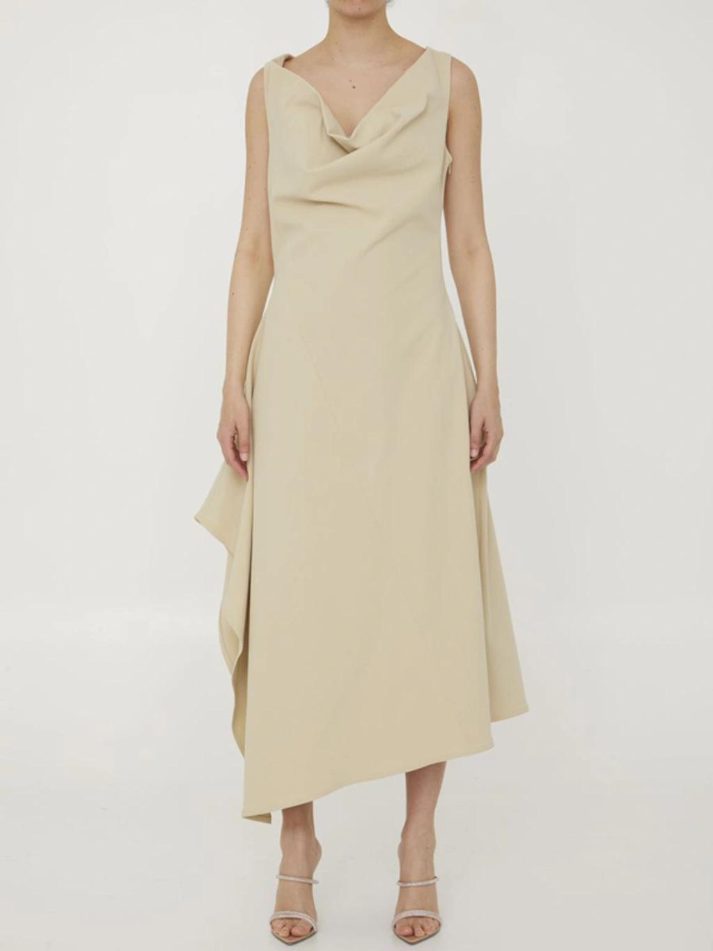 Cotton Midi-dress In Beige Product Image