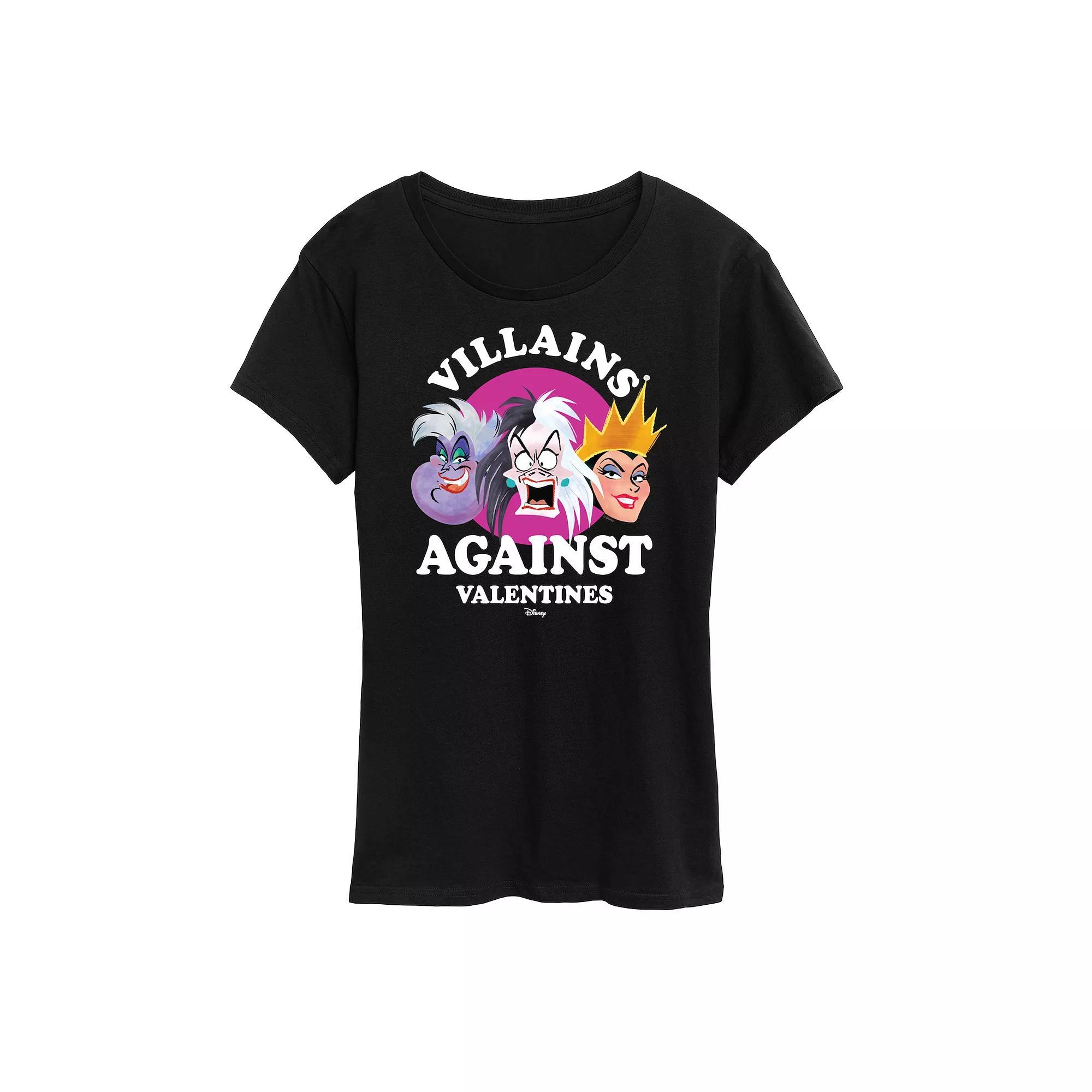 Disney Villains Ursula, Cruella & Evil Queen Women's Against V Day Graphic Tee,  Product Image