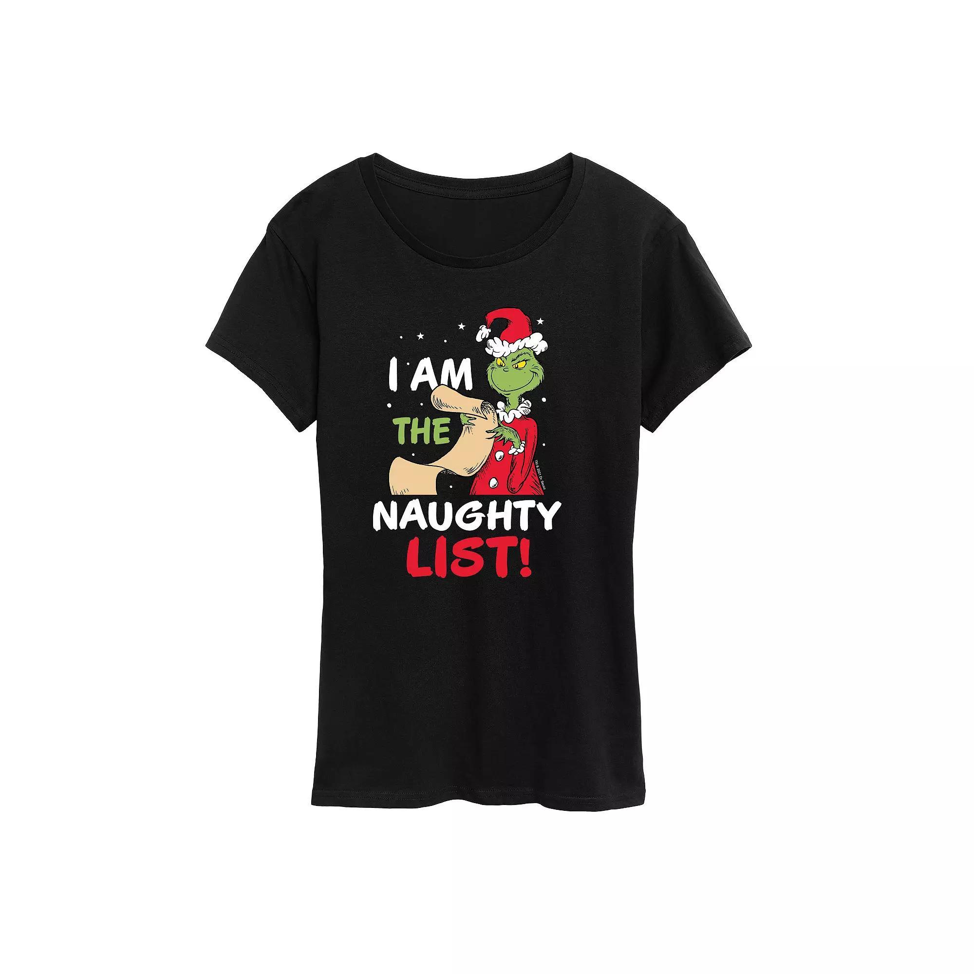 Women's Dr. Seuss The Grinch Naughty List Graphic Tee, Girl's, Size: XXL, Black Product Image