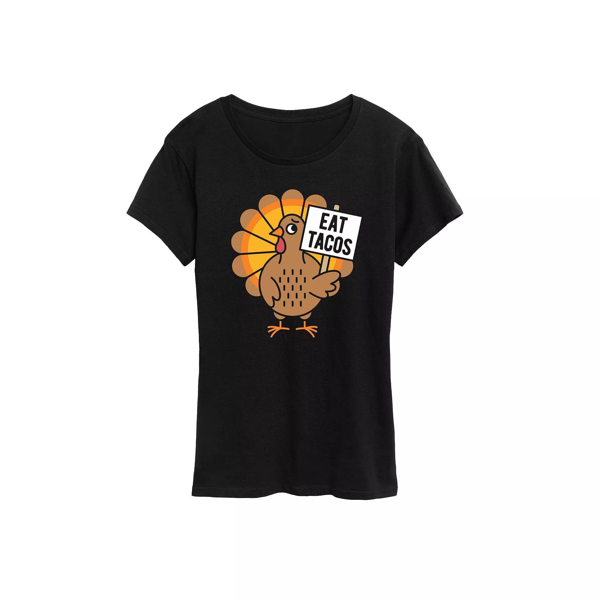 Women's Eat Tacos Turkey Graphic Tee,  Product Image