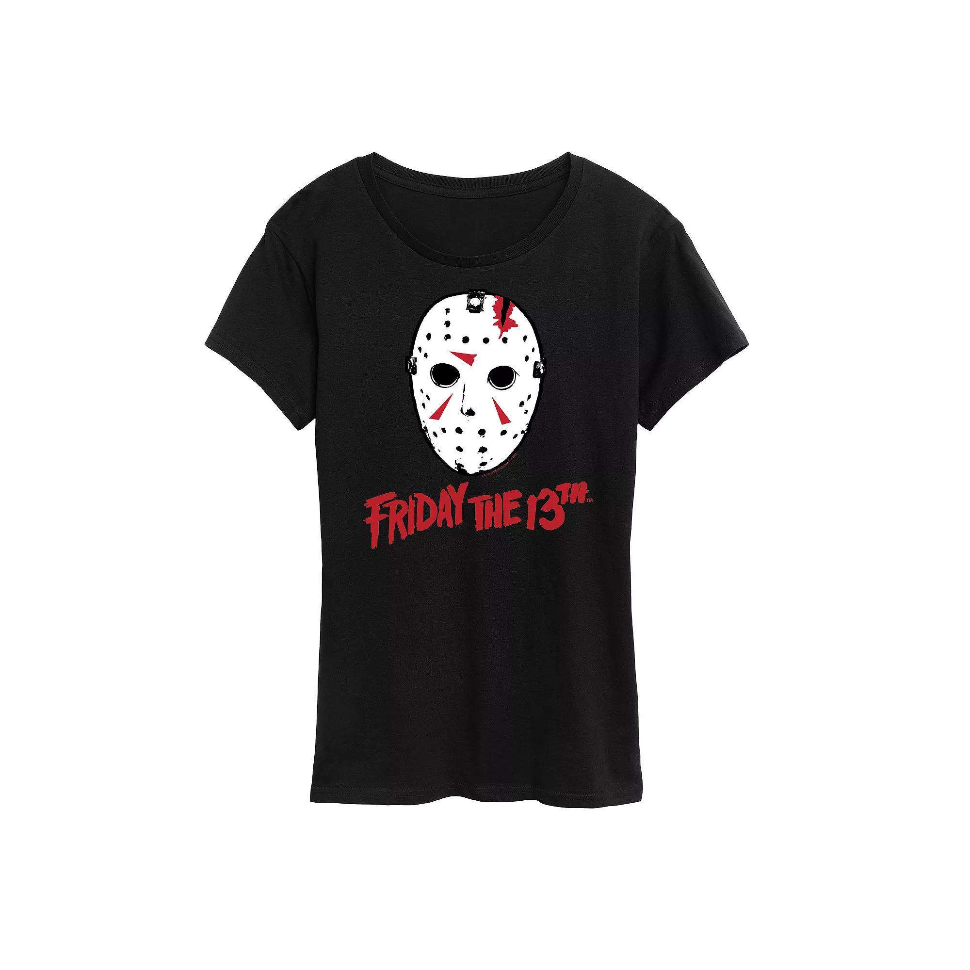 Women's Friday The 13th Ski Mask Logo Graphic Tee, Girl's, Size: Medium, Black Product Image