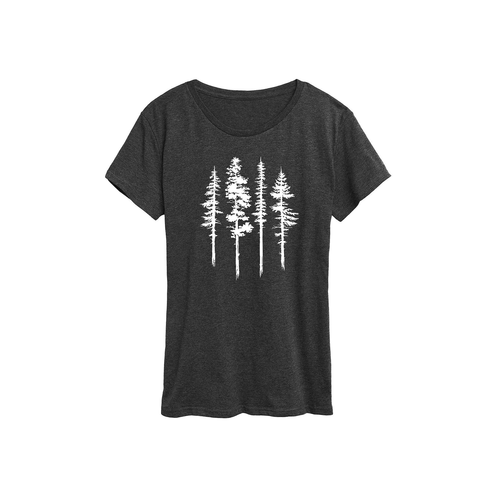 Women's Watercolor Pine Trees Graphic Tee, Girl's, Size: XXL, Heather Grey Product Image