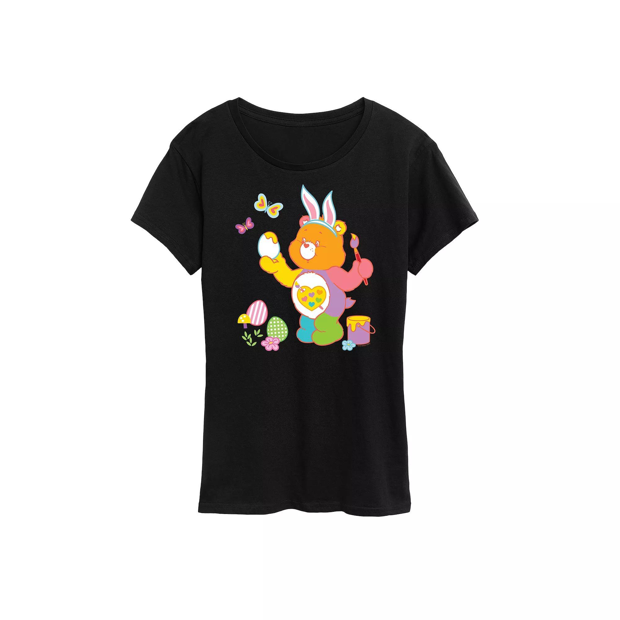 Women's Care Bears Painting Easter Eggs Graphic Tee, Size: Small, Black Product Image