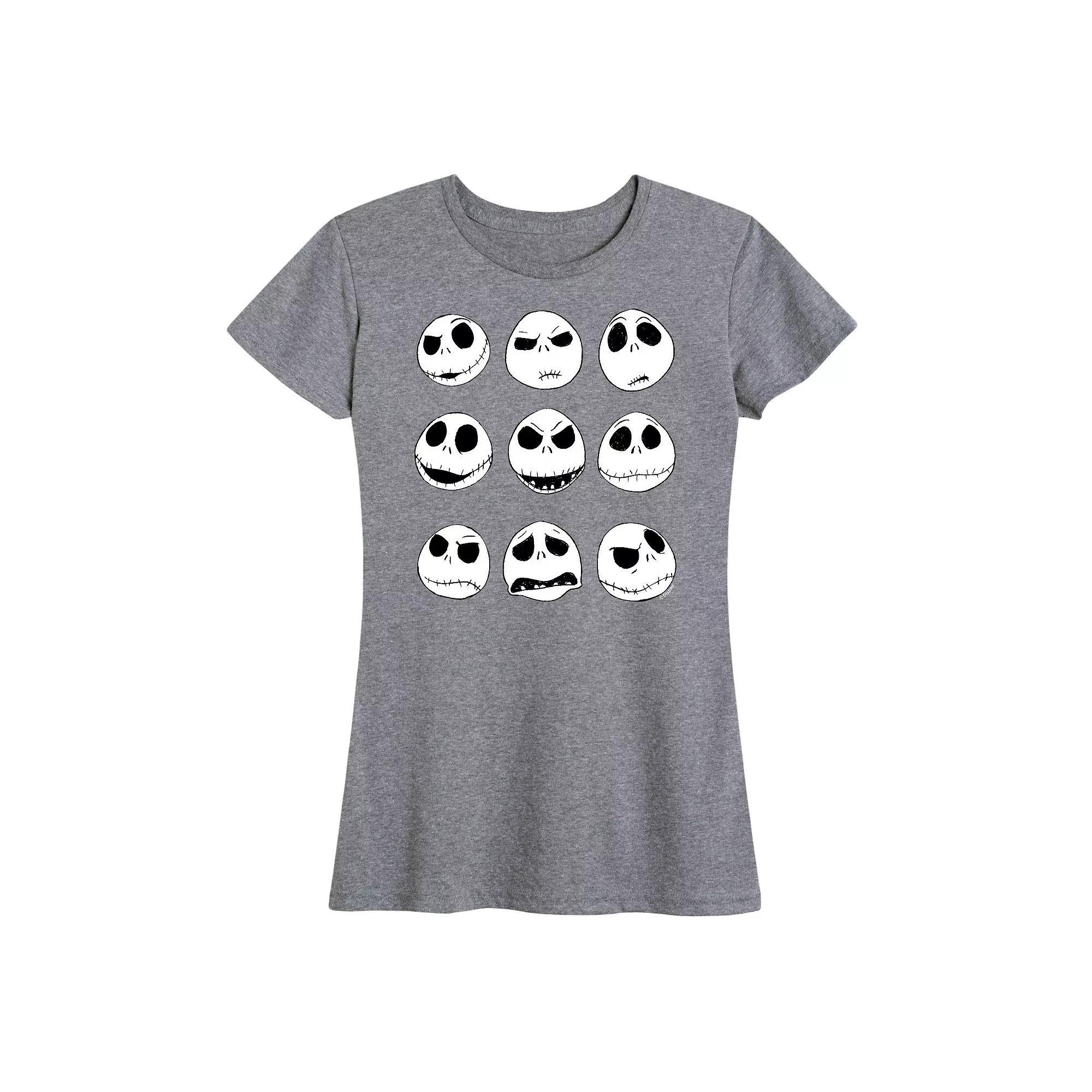 Disney's Nightmare Before Christmas Women's Jack Faces Graphic Tee, Girl's, Size: Large, Black Product Image