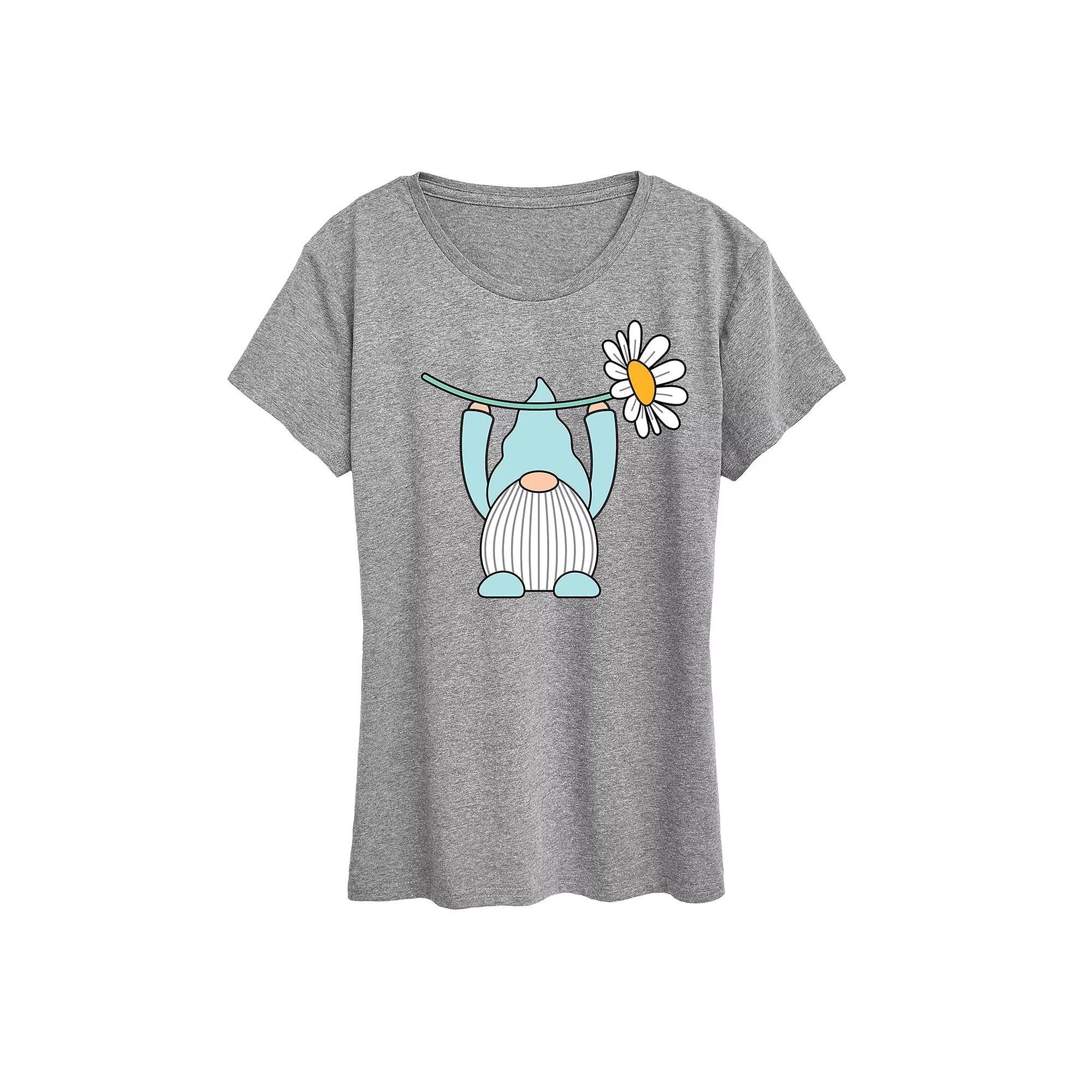 Women's Gnome Holding Daisy Graphic Tee,  Product Image