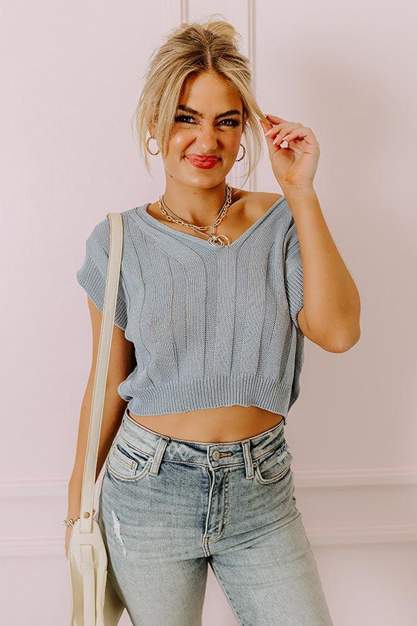 Moonlit Bay Knit Top In Airy Blue Product Image