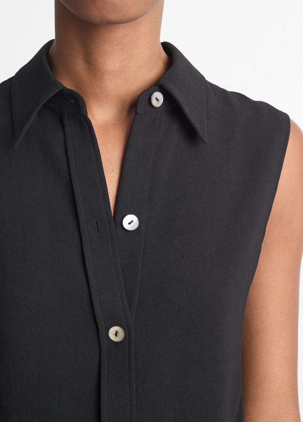 Womens Sleeveless Button-Front Shirt, Black, Size S Vince Product Image