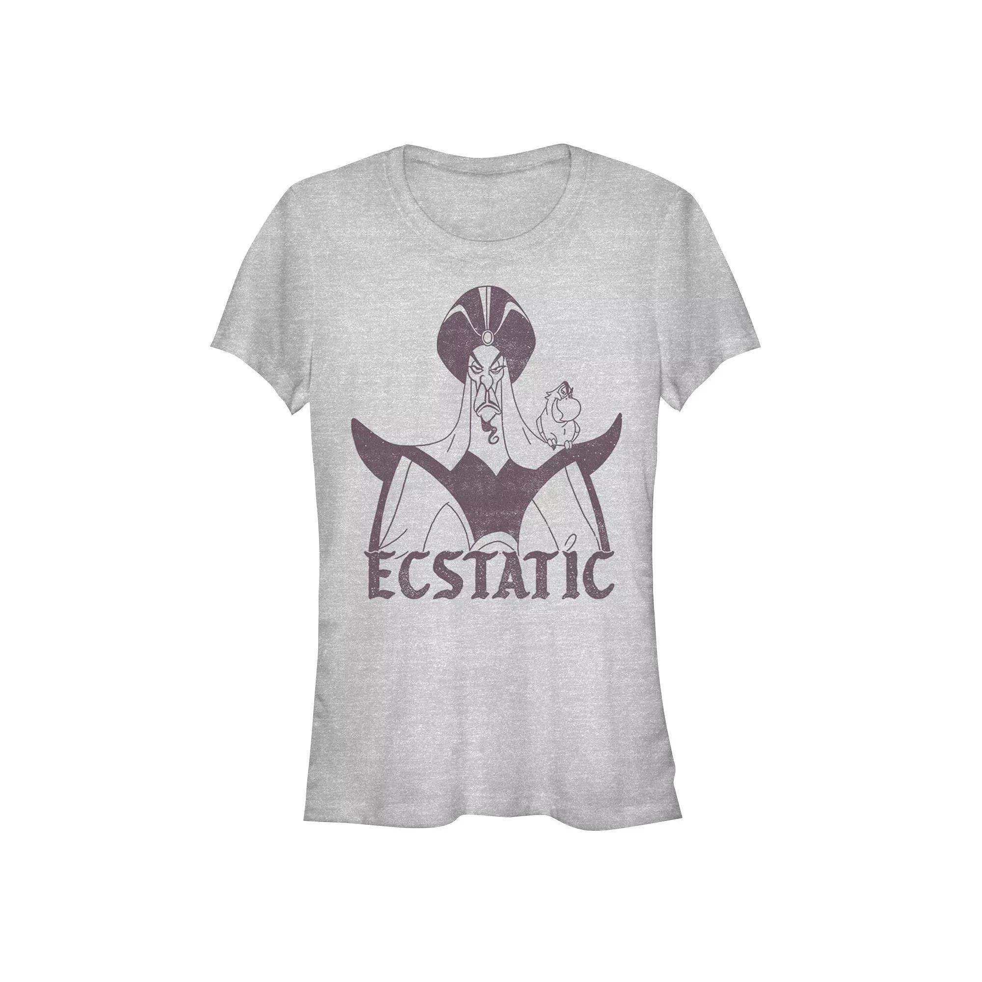 Disney Villains Aladdin Jafar Ecstatic Juniors' Fitted Graphic Tee, Girl's, Size: Small, Athletic Grey Product Image