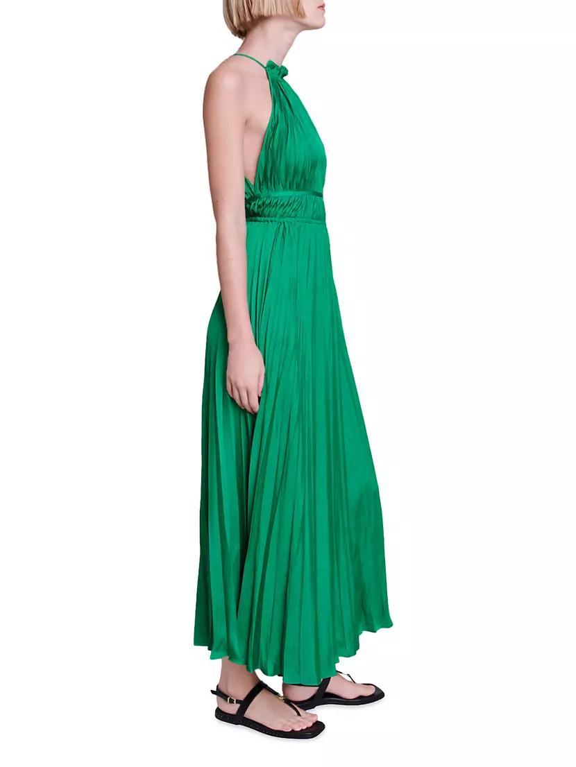 Pleated Satin Maxi Dress Product Image