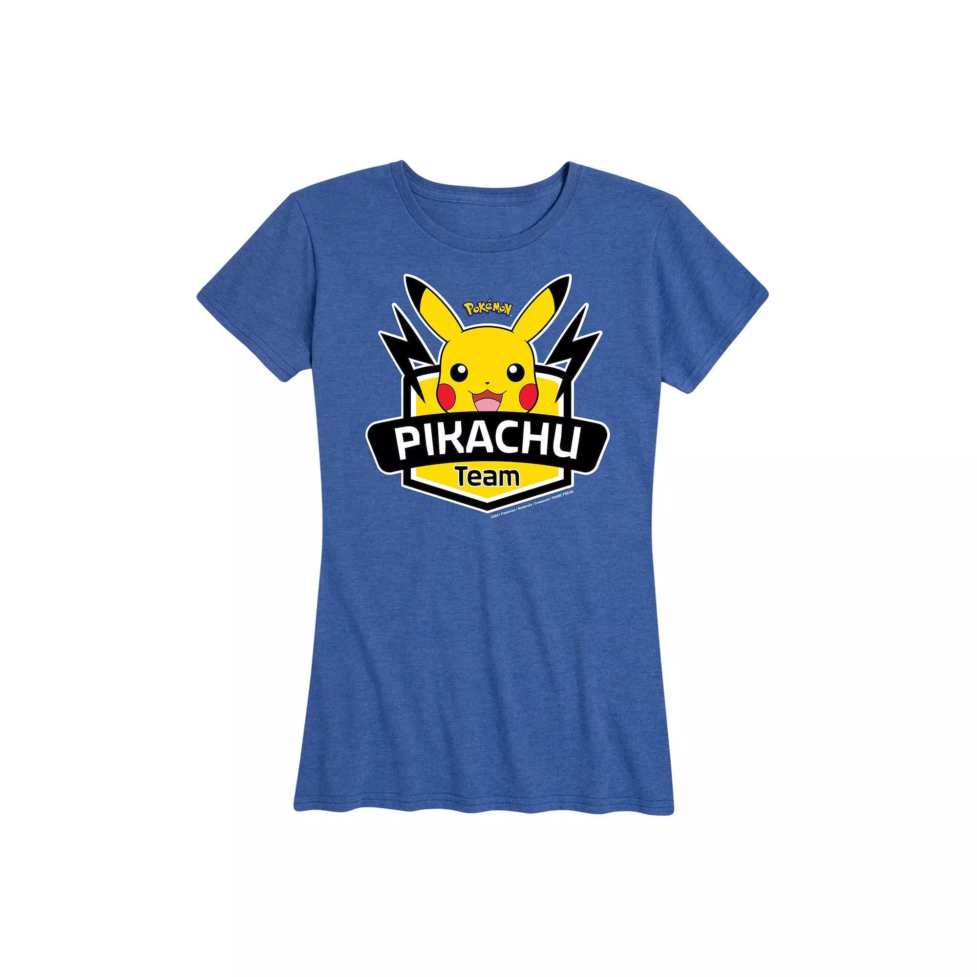 Plus Pokemon Team Pikachu Graphic Tee, Women's, Size: 3XL, Grey Royal Blue Product Image