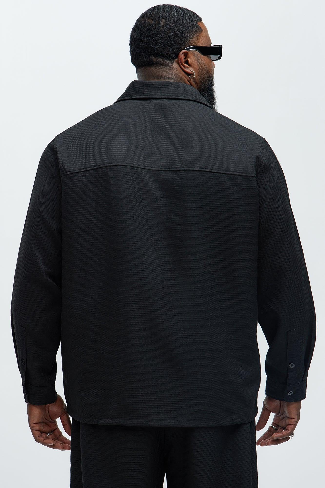 Kerr Textured Button Up Shirt - Black Product Image