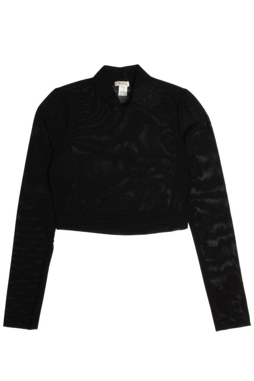 Black Mesh Long Sleeve Turtleneck Product Image