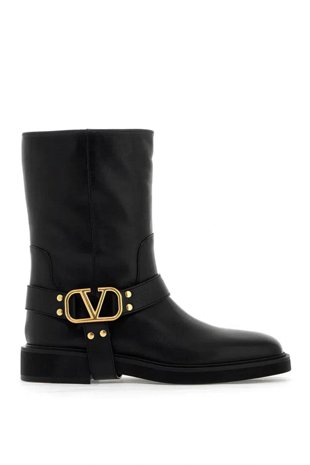 VALENTINO GARAVANI Women's Vlogo Signature Leather Biker Boots In Black Product Image