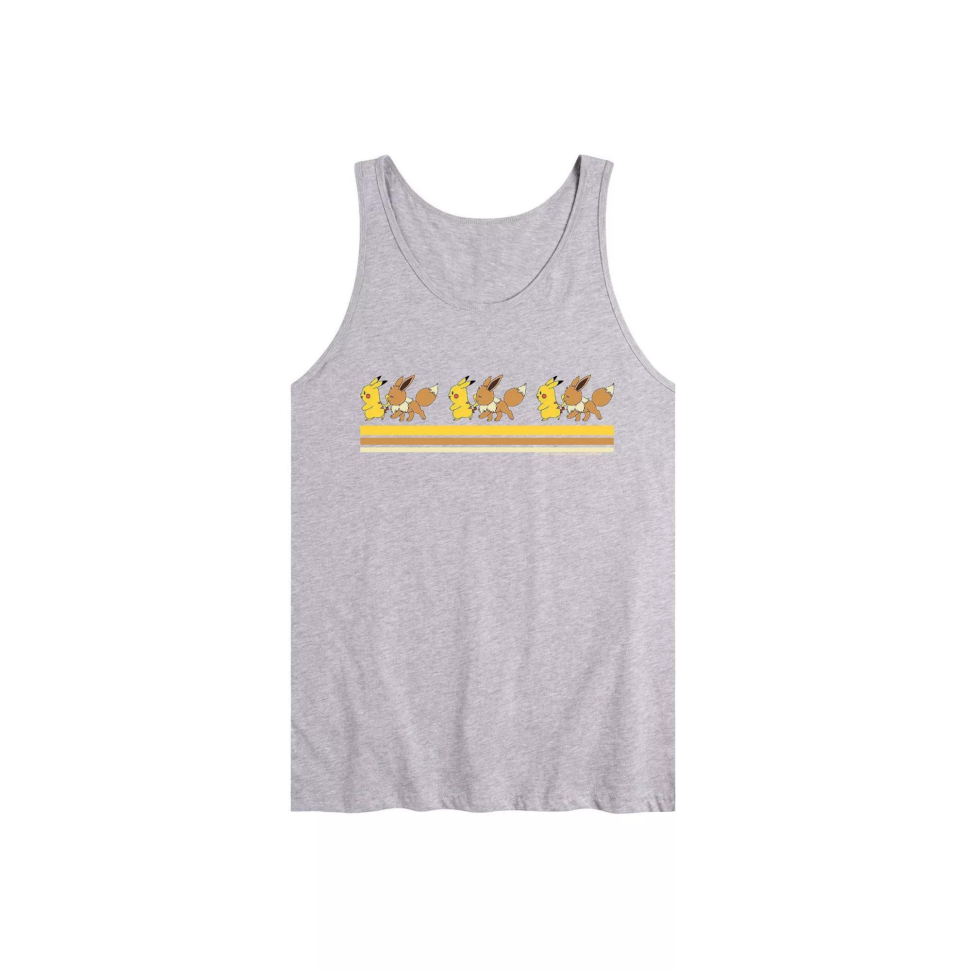 Men's Pokemon Pika Eevee Retro Tank Top, Size: XL, Gray Product Image