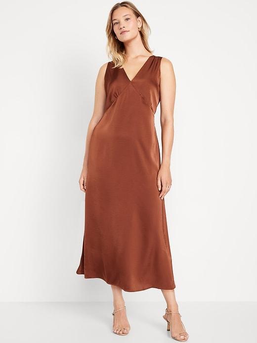 Sleeveless Satin Midi Slip Dress Product Image