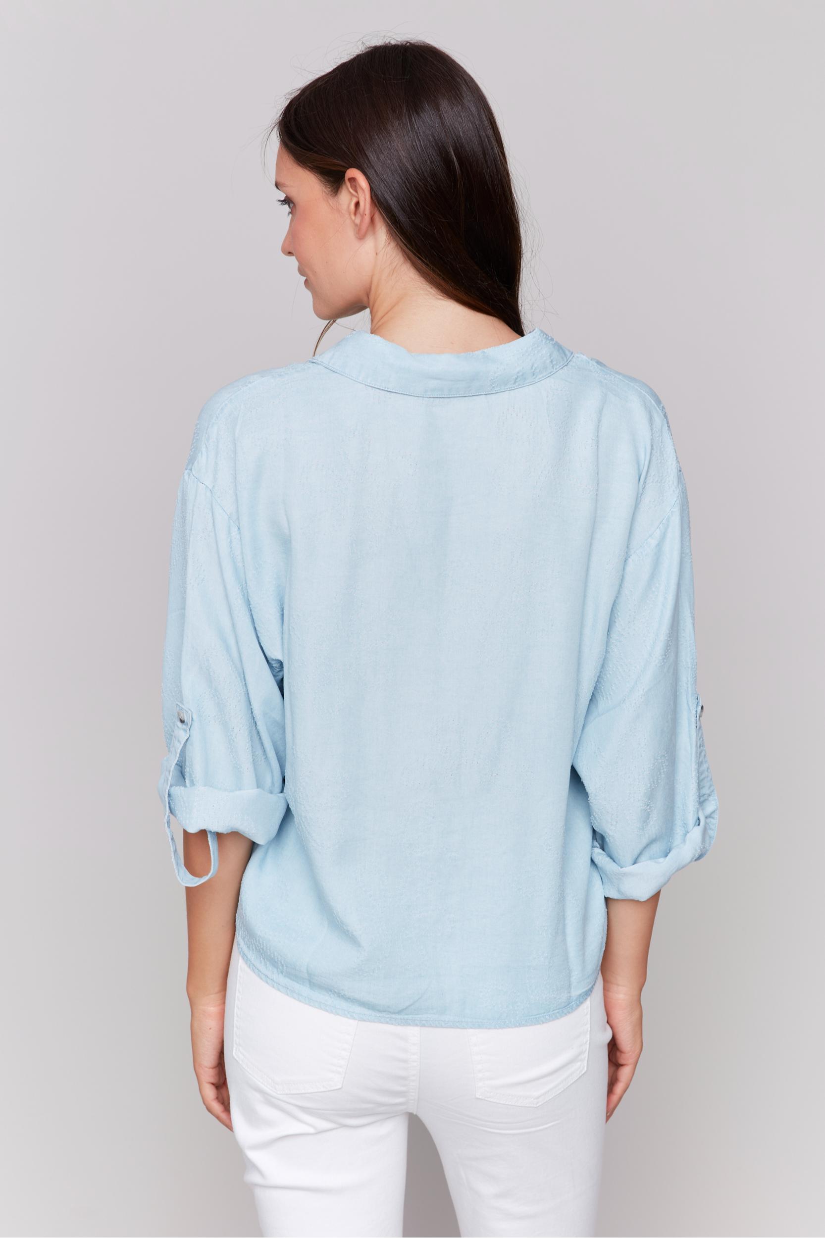 Chambray Front Tie Blouse Product Image