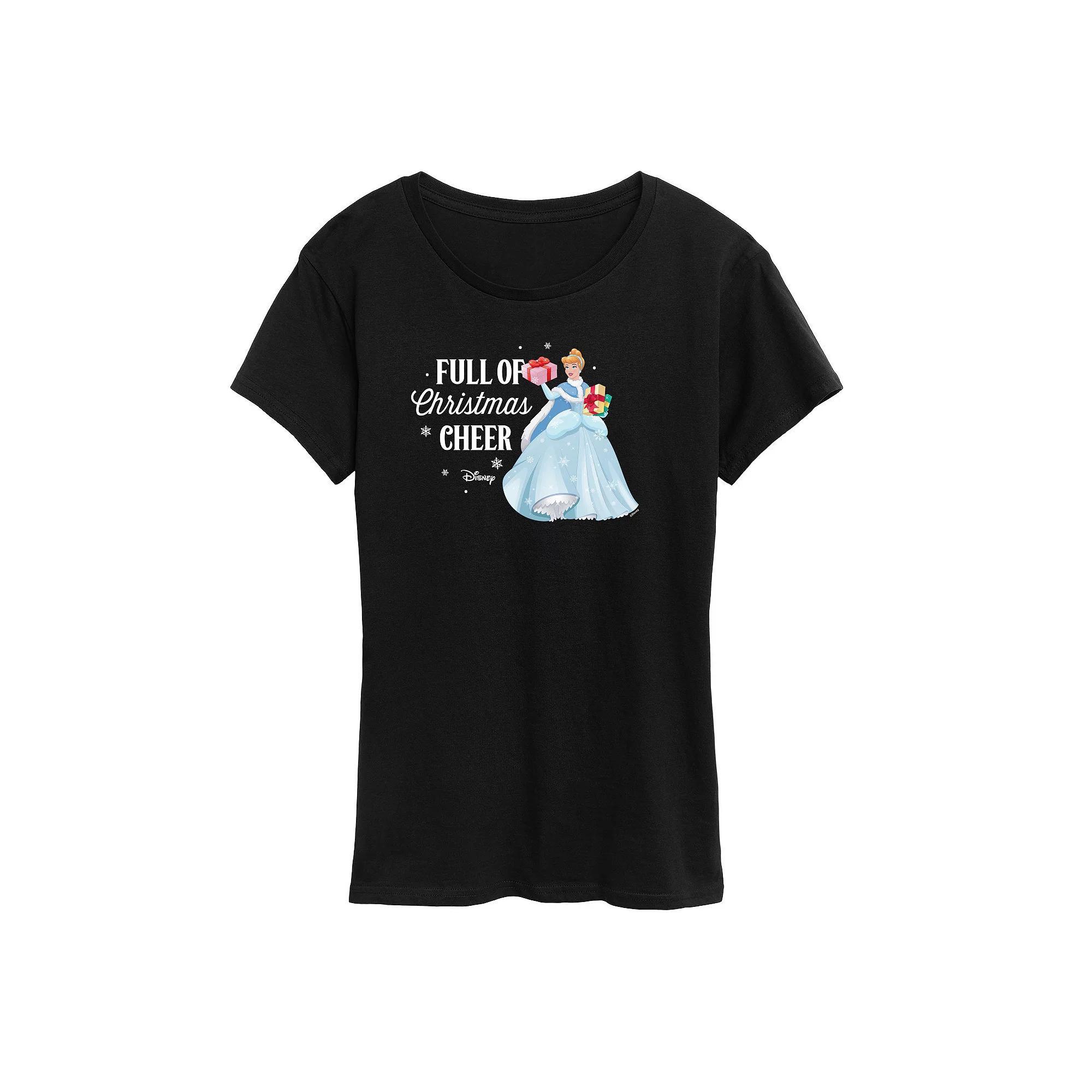 Disney Princess Cinderella Women's "Full Of Christmas Cheer" Graphic Tee, Girl's,  Product Image