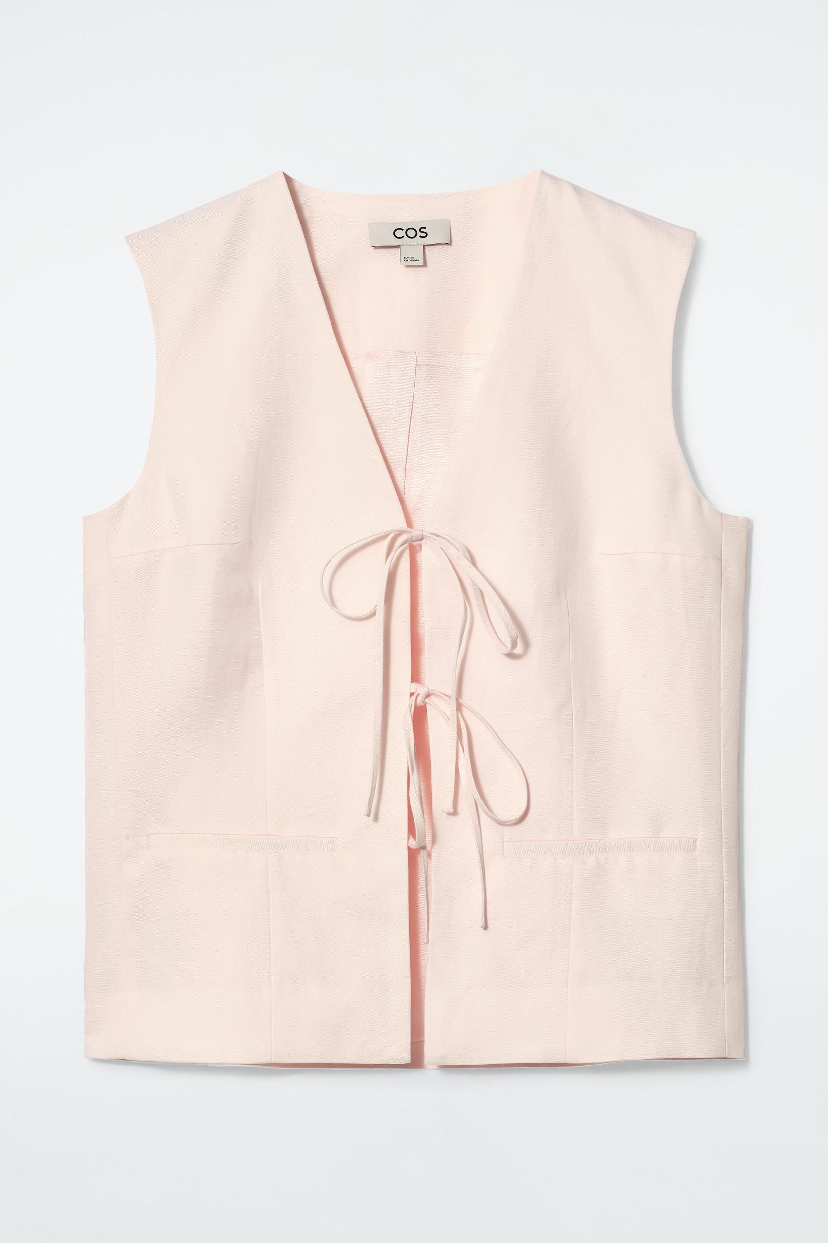 LINEN-BLEND TIE-FRONT VEST Product Image