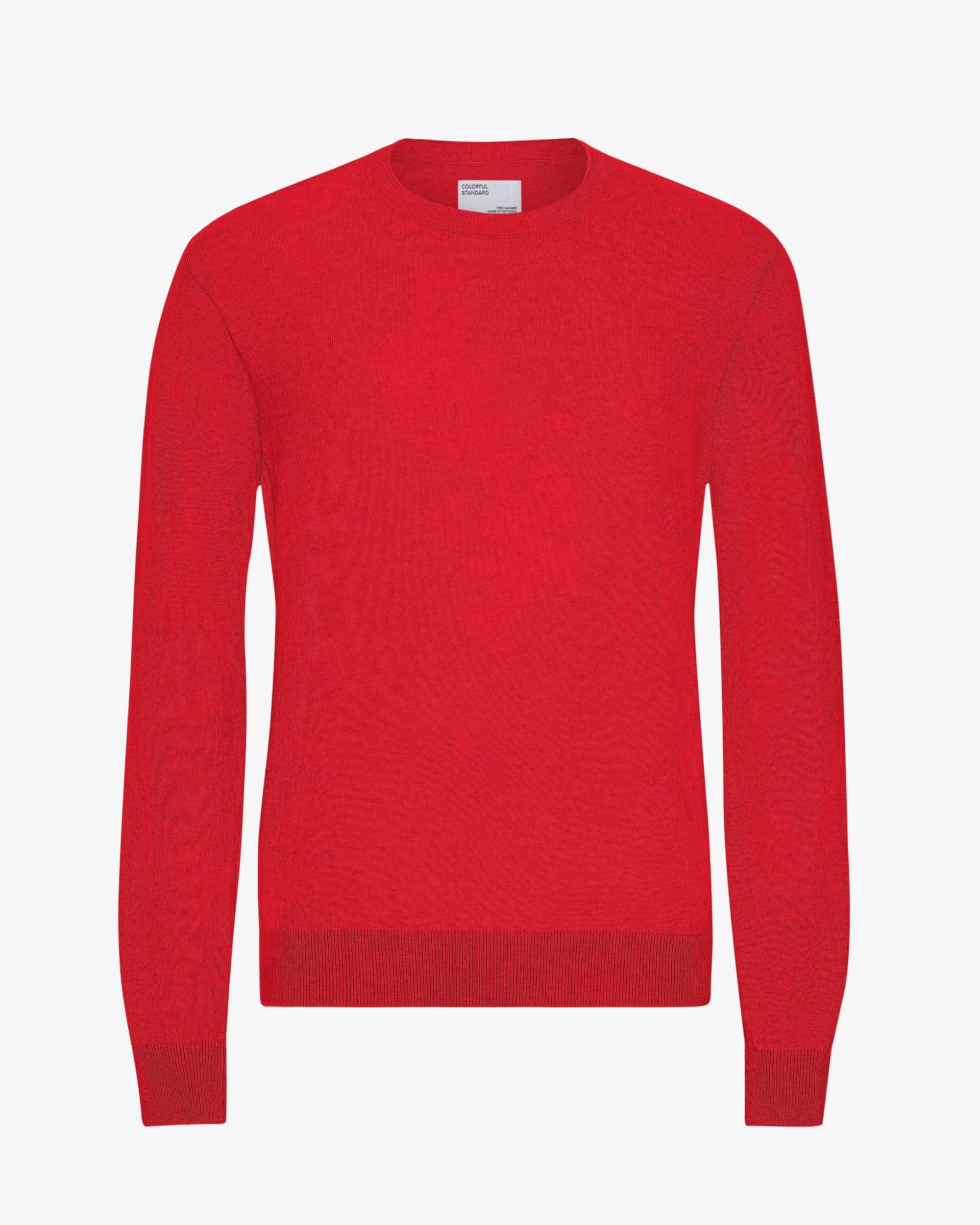 Light Merino Wool Crew - Scarlet Red Product Image