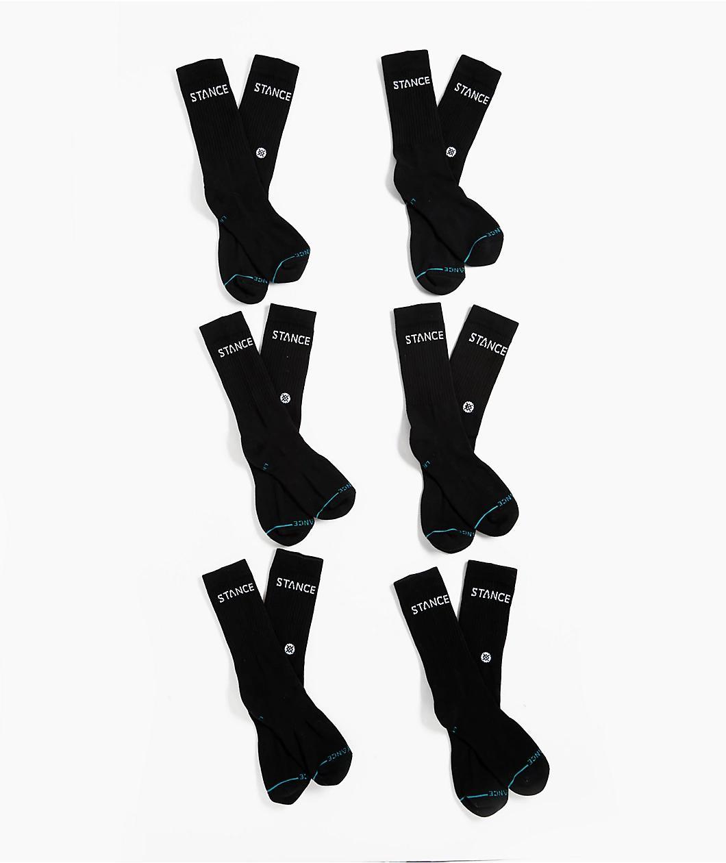 Stance Origin 6 Pack Black Crew Socks Product Image