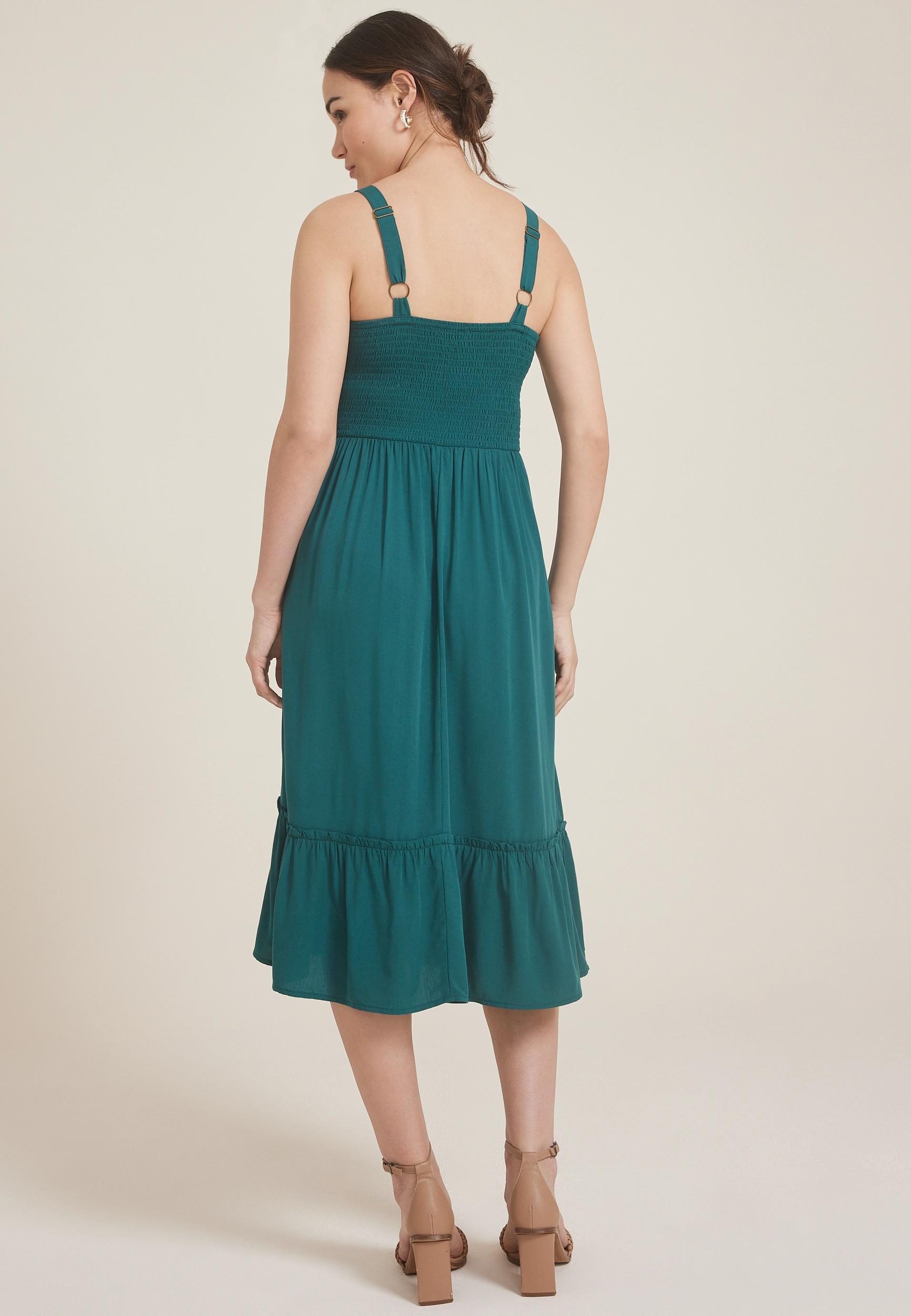 Bare Front Knot V Neck Midi Dress Product Image
