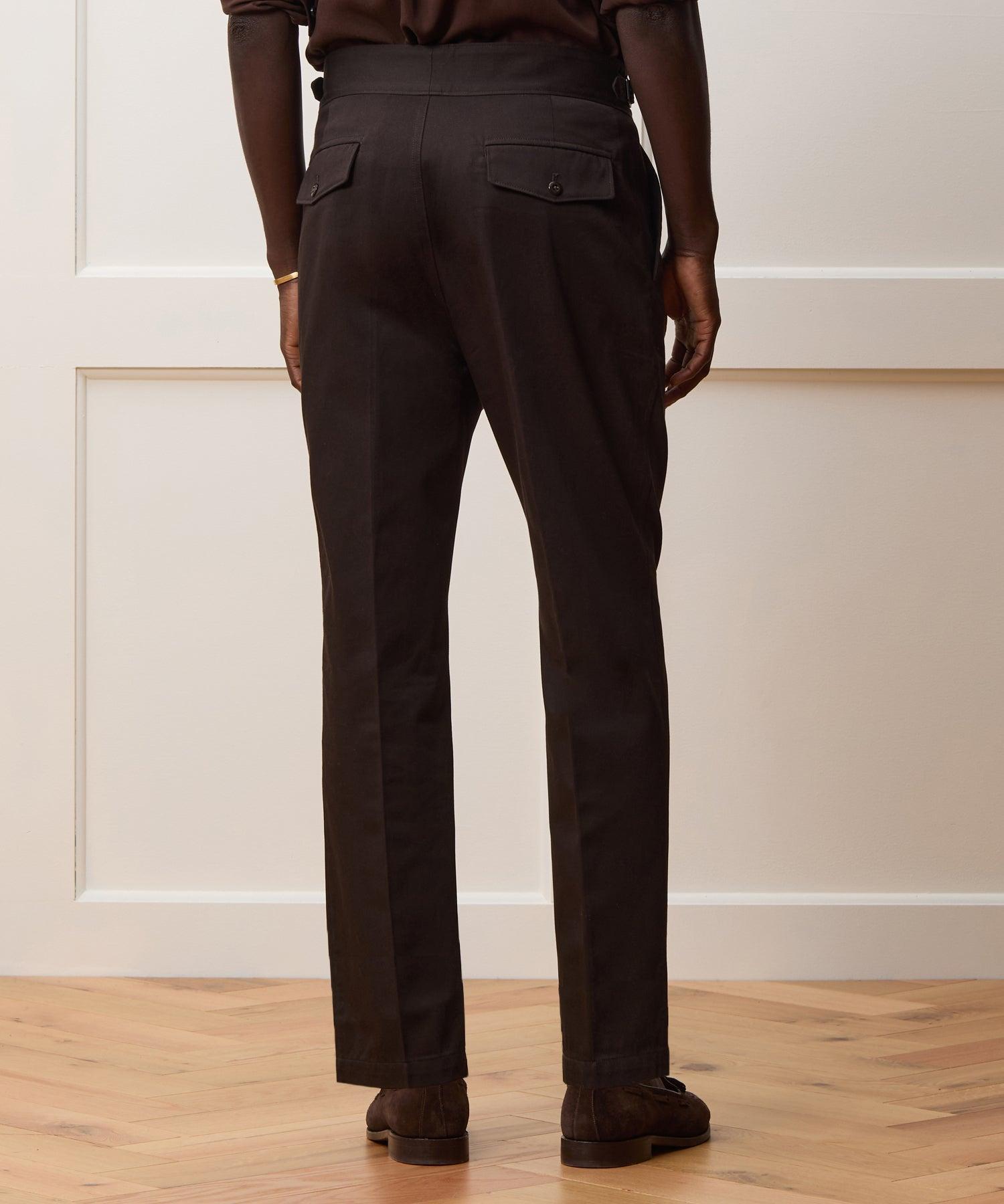 Italian Lightweight Cotton Gurkha Trouser in Dark Brown Product Image