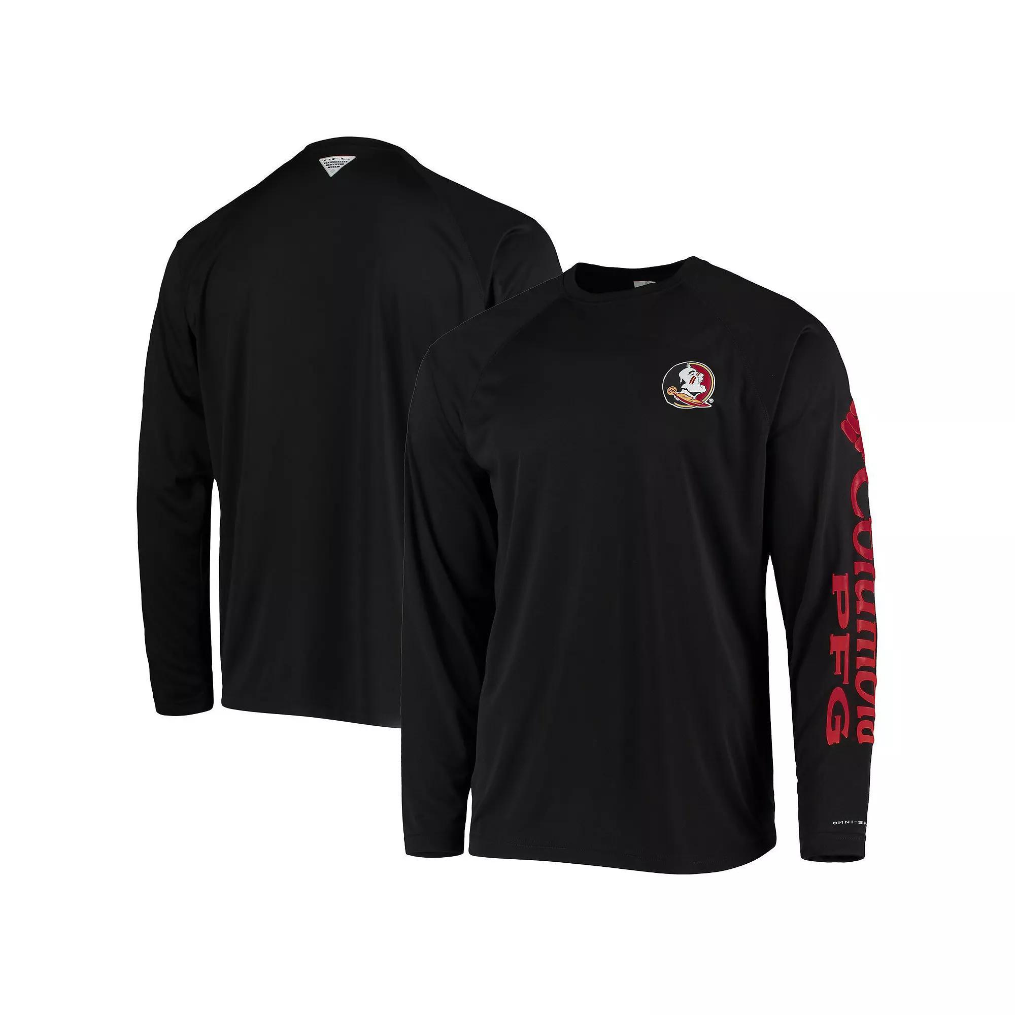 Men's Columbia Black Florida State Seminoles Terminal Tackle Omni-Shade Raglan Long Sleeve T-Shirt, Size: Large Product Image