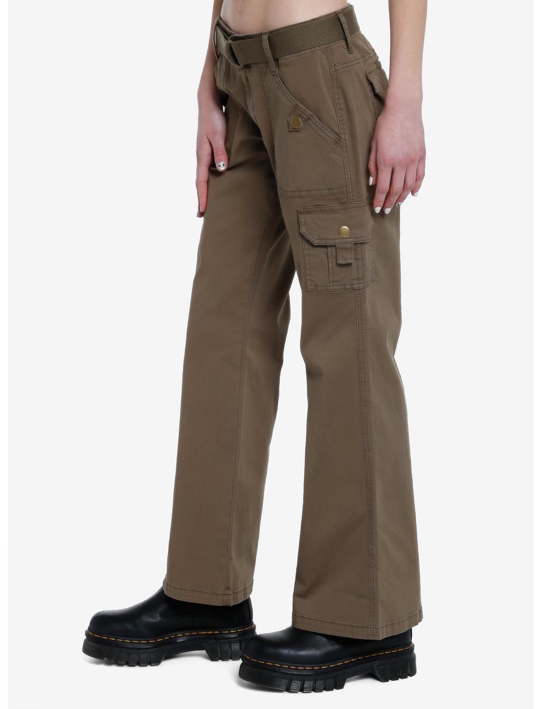 Social Collision Brown Flare Pants With Belt Product Image