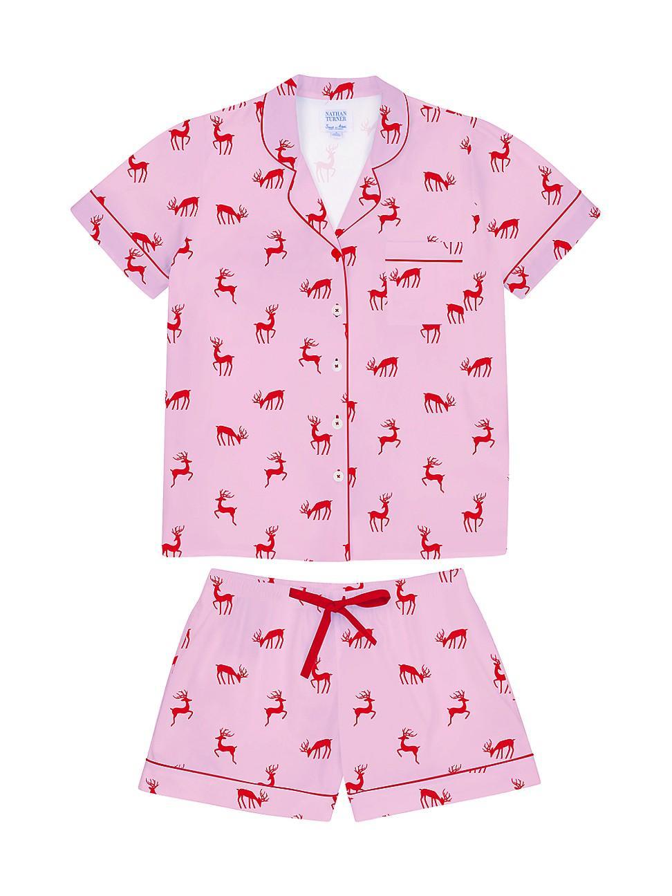 Womens Reindeer Short Pajama Set Product Image