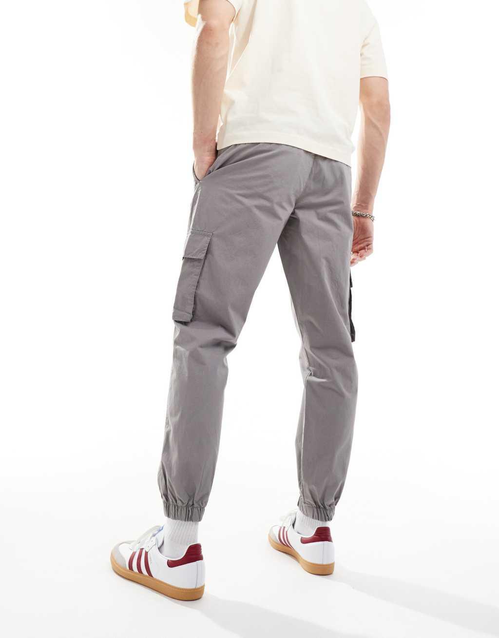 ASOS DESIGN tapered pull on pants in gray Product Image