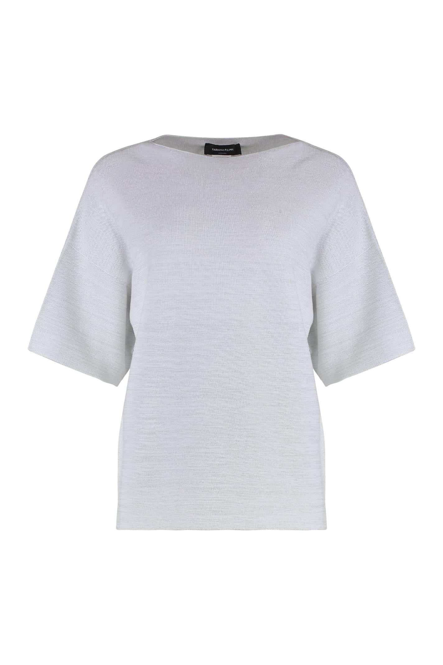 FABIANA FILIPPI Short Sleeve Sweater In Grey Product Image