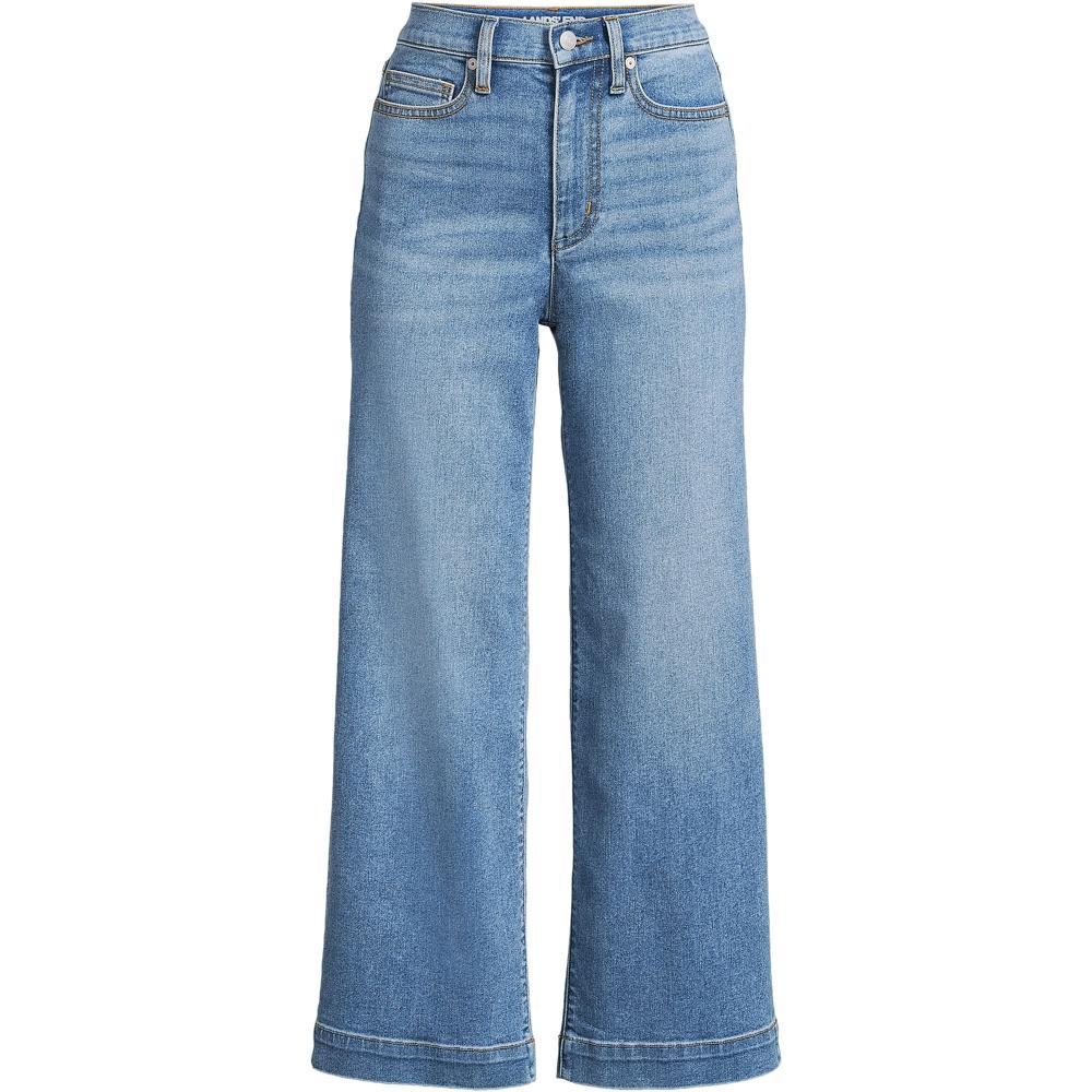 Women's Lands' End Recover Denim High Rise Wide Leg Crop Jeans, Size: 2, Blue Tide Blue Product Image