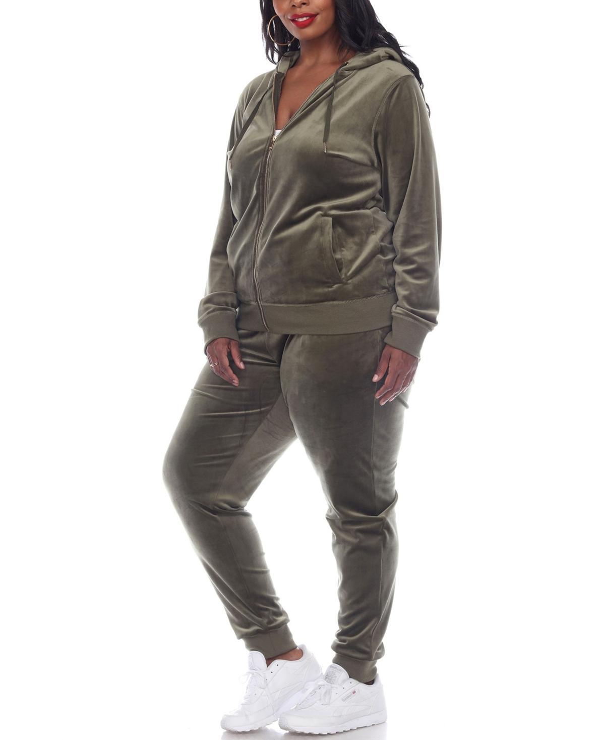 White Mark Plus Size Velour Tracksuit Loungewear 2pc Set Product Image