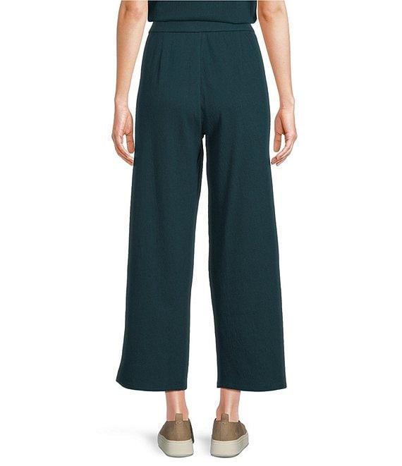 Eileen Fisher Organic Cotton Blend Crinkle Knit Jersey Wide Leg Pull-On Pants Product Image