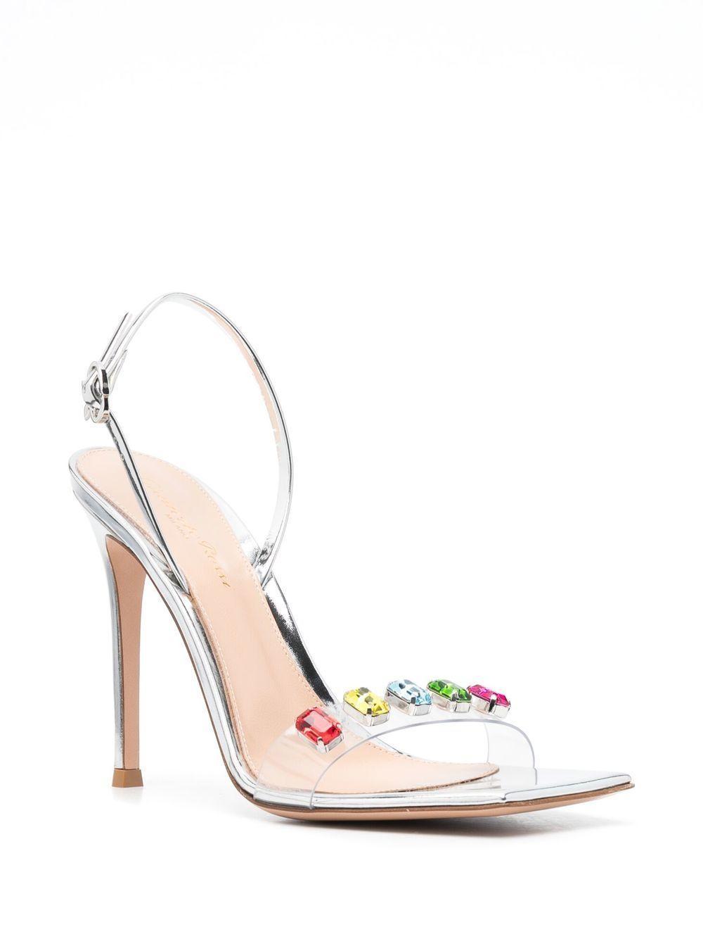 GIANVITO ROSSI Ribbon 100mm Crystal-embellished Sandals In Grey Product Image