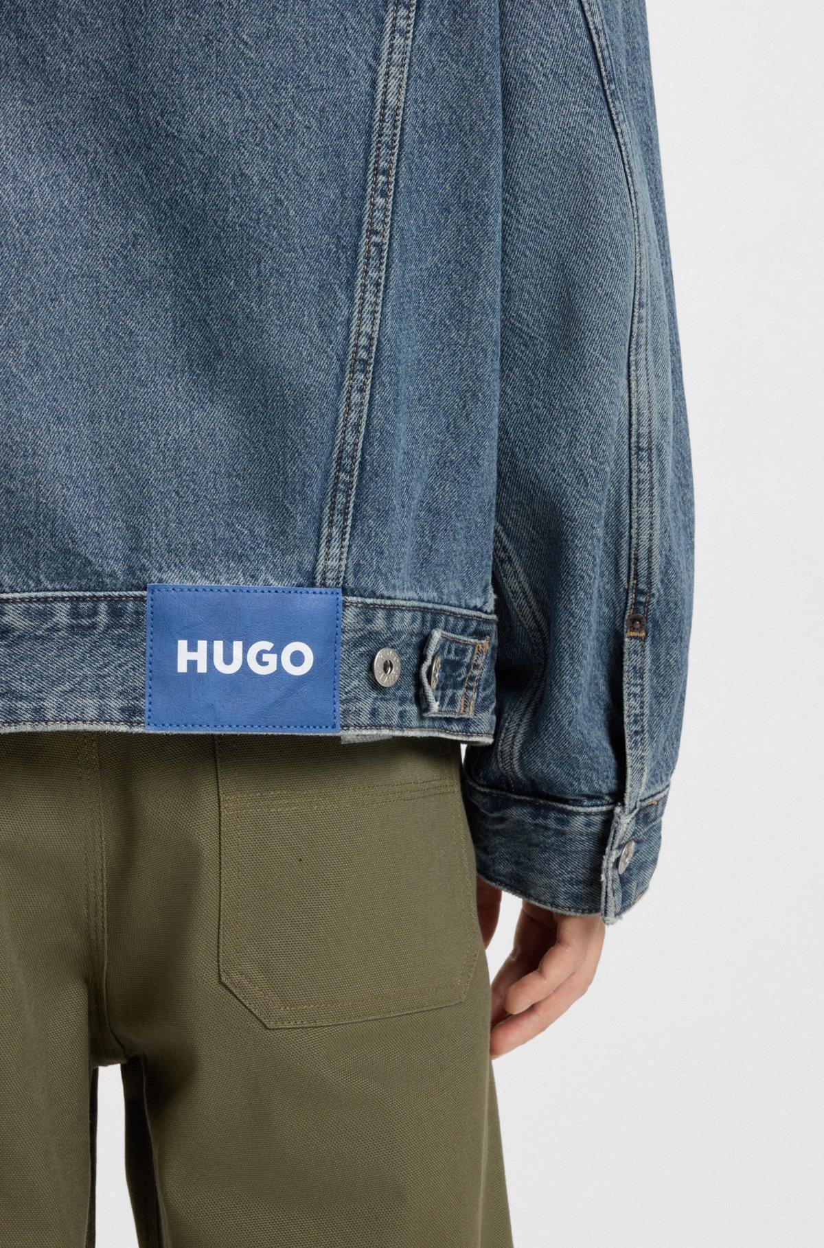 Loose-fit jacket in blue stonewashed denim Product Image
