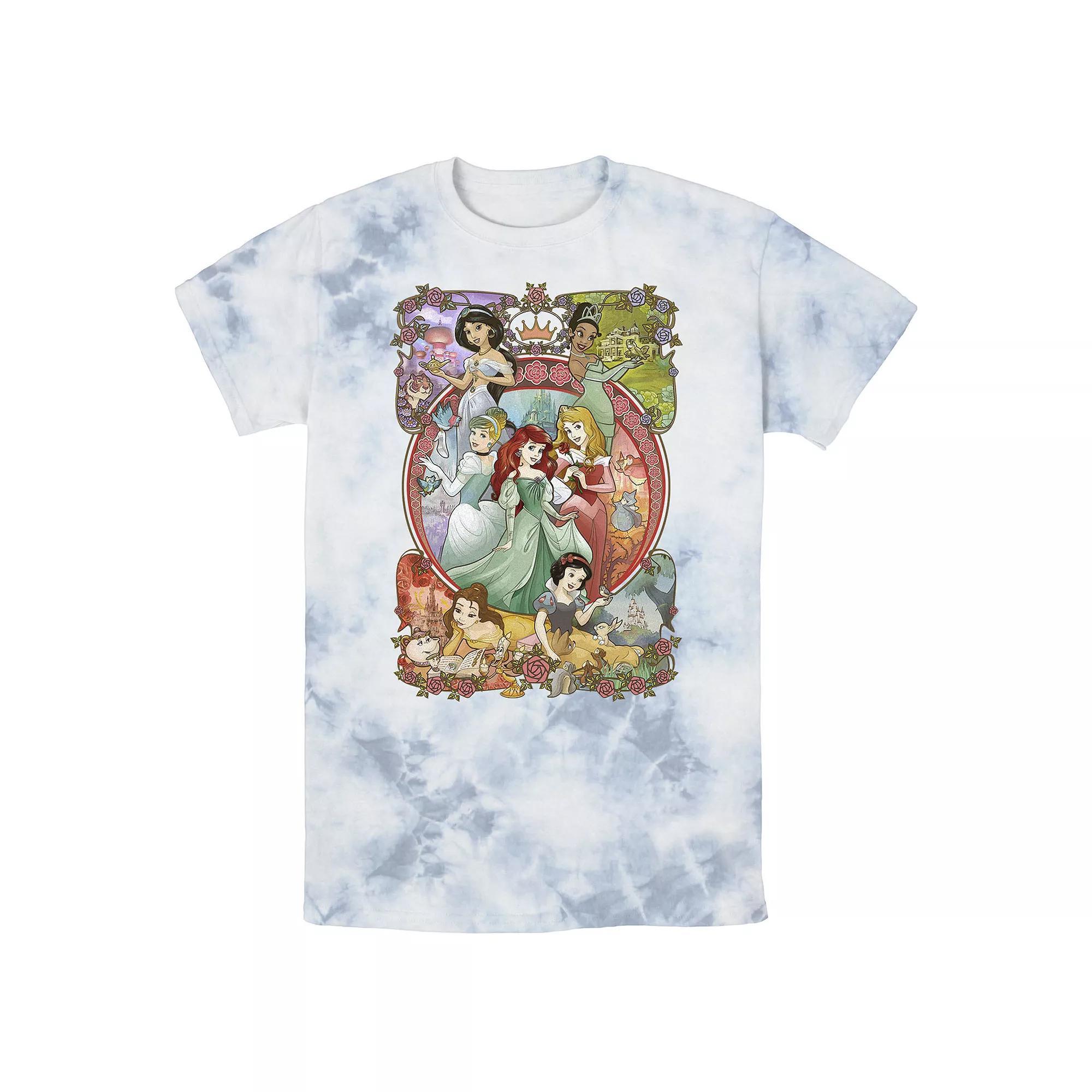 Men's Disney Princess Classic Cartoon Group Collage Bomabrd Wash Tee,  Product Image