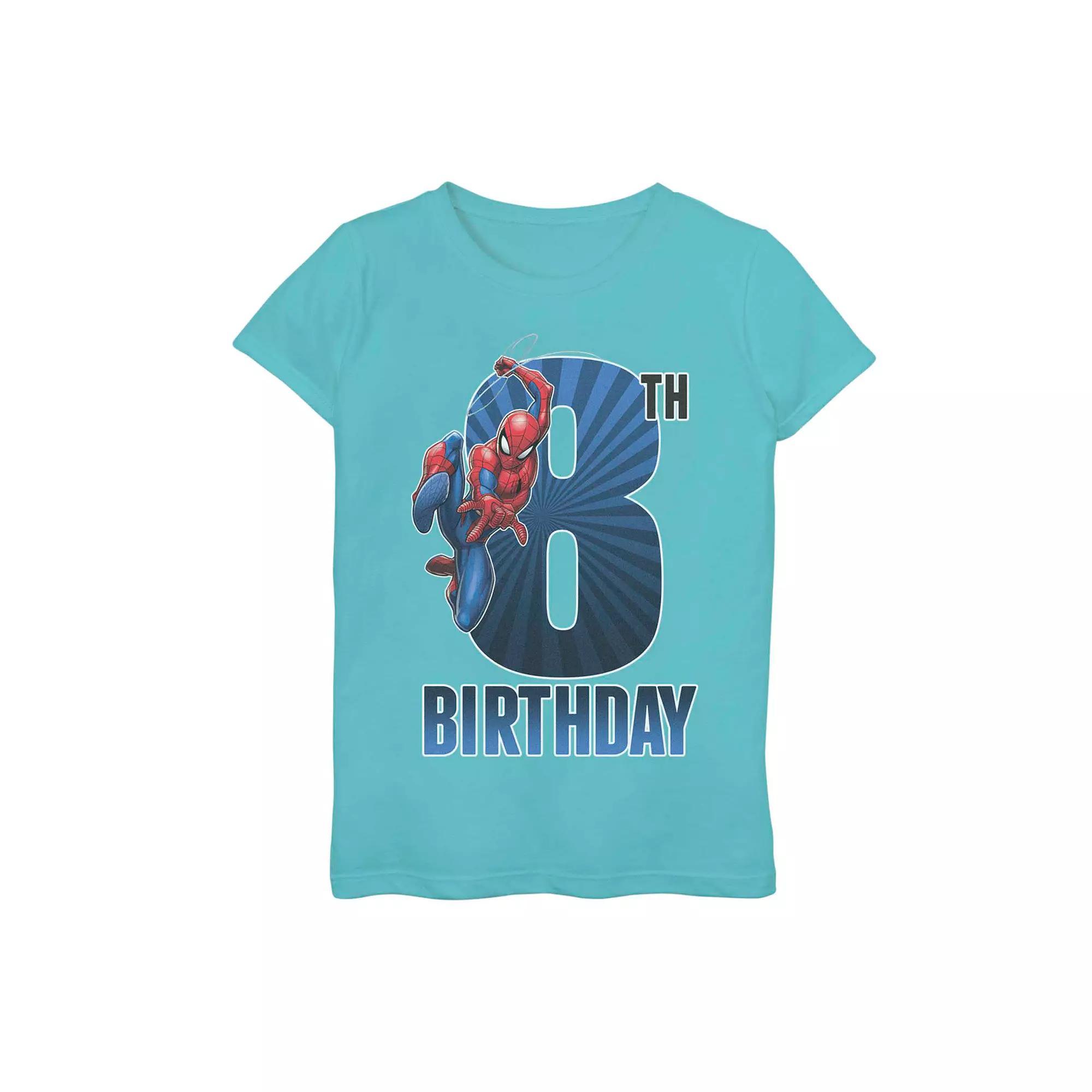 Girls 7-16 Marvel Spider-Man 8th Birthday Tee, Girl's, Size: Large, Tahi Blue Product Image