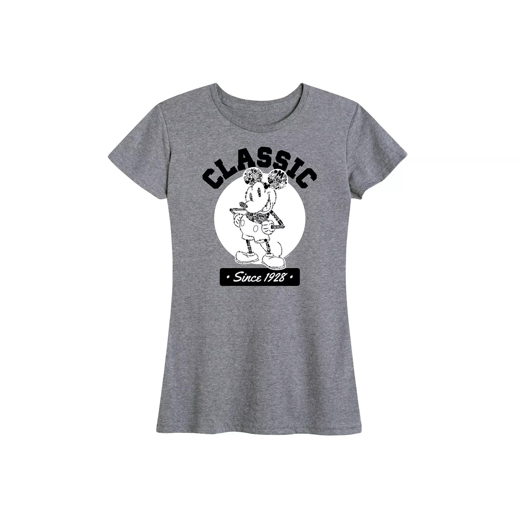 Disney's Mickey Mouse Women's Classic Since 1928 Graphic Tee, Size: Medium, Grey Red Product Image