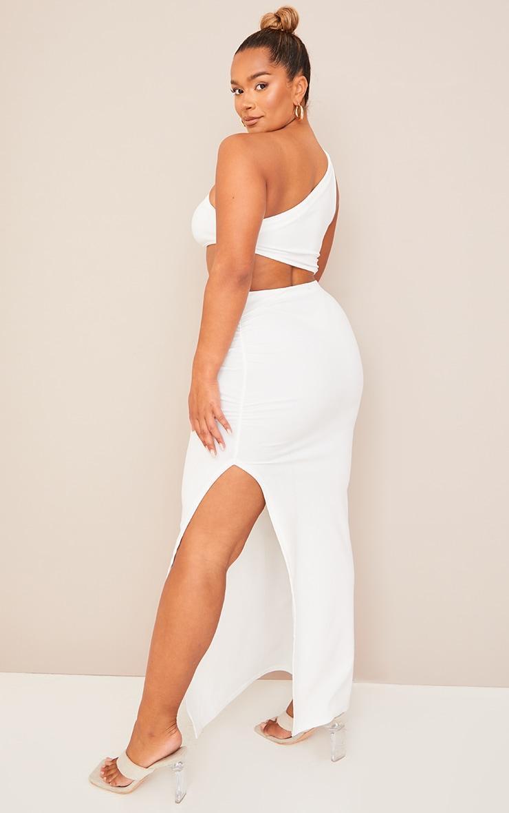 Shape Cream One Shoulder Ruched Cut Out Extreme Split Maxi Dress Product Image