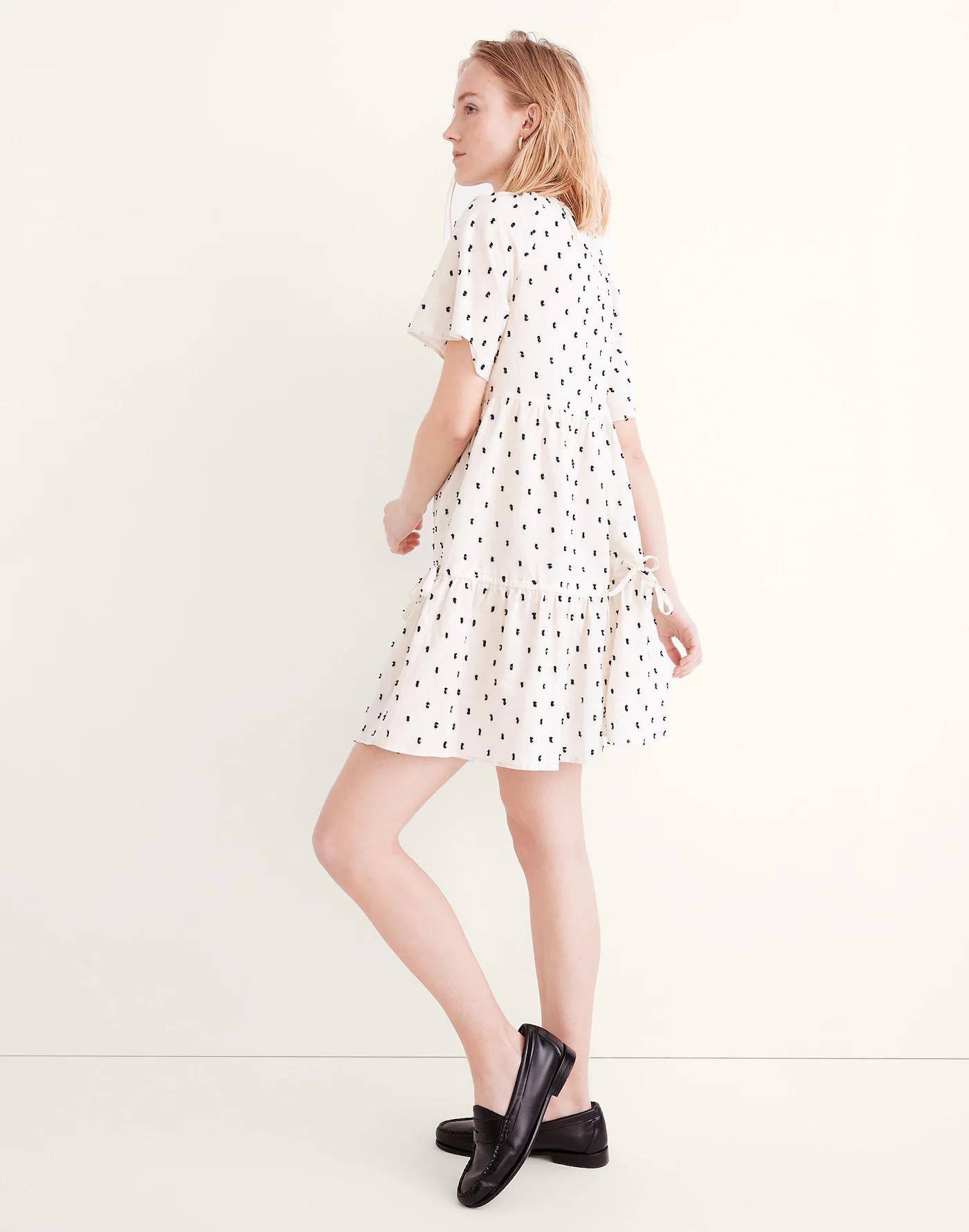 Cotton-Linen Lorelei Mini Dress in Clip Dot Product Image